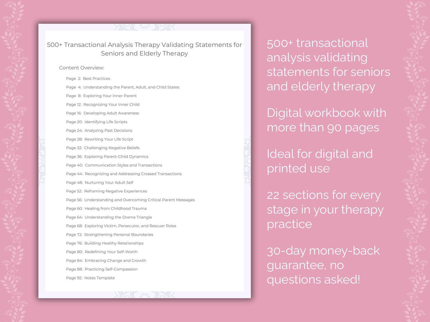 Seniors and Elderly Transactional Analysis Therapist Worksheets