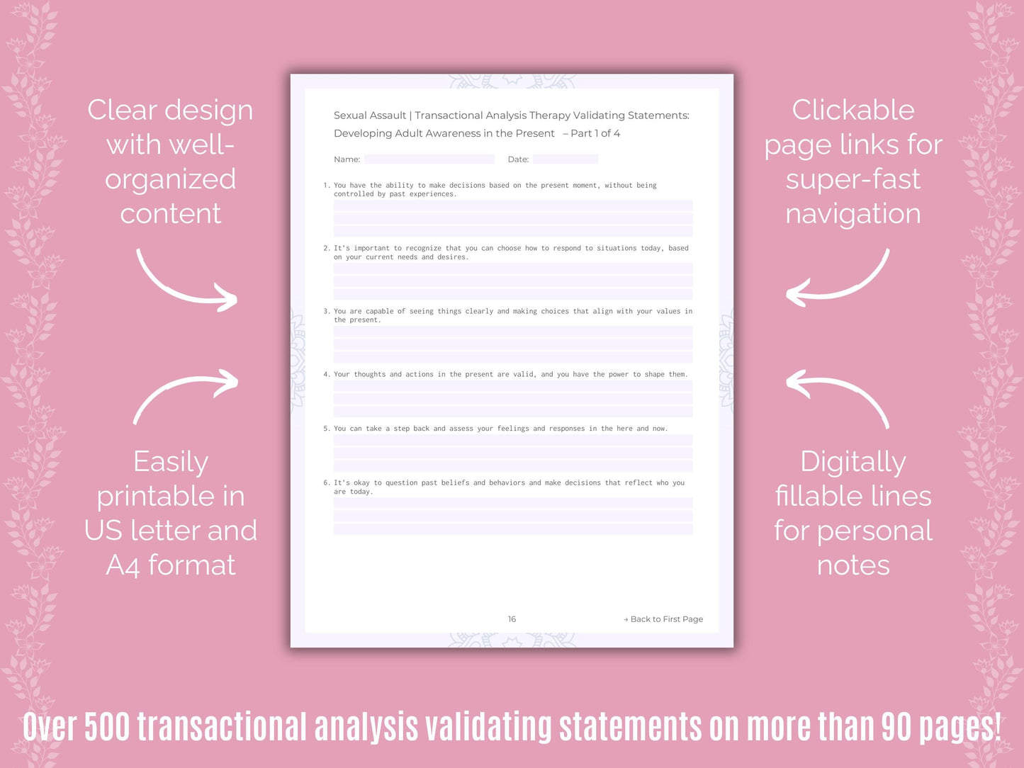 Sexual Assault Transactional Analysis Counseling Templates