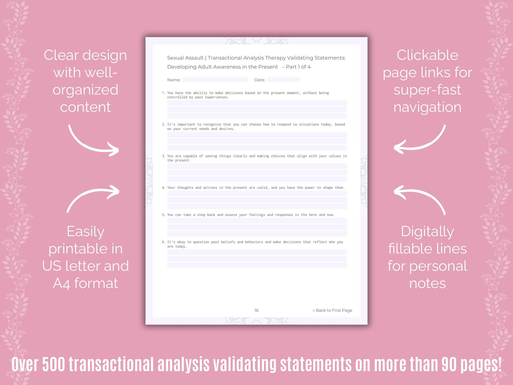Sexual Assault Transactional Analysis Counseling Templates