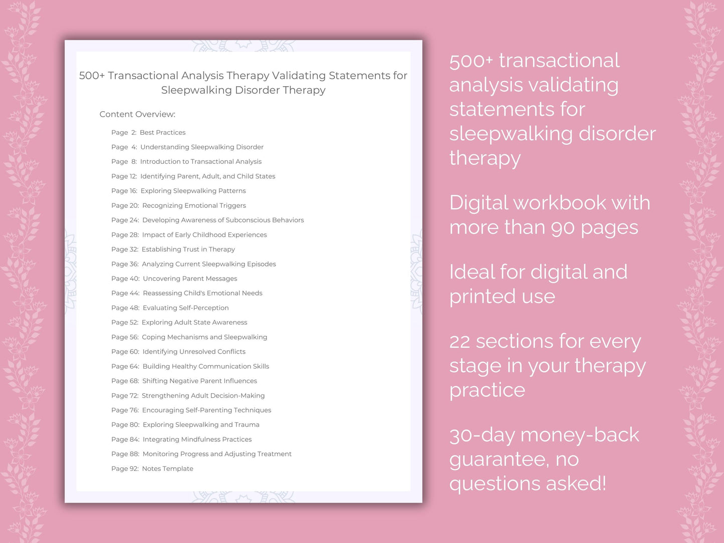 Sleepwalking Disorder Transactional Analysis Therapist Worksheets