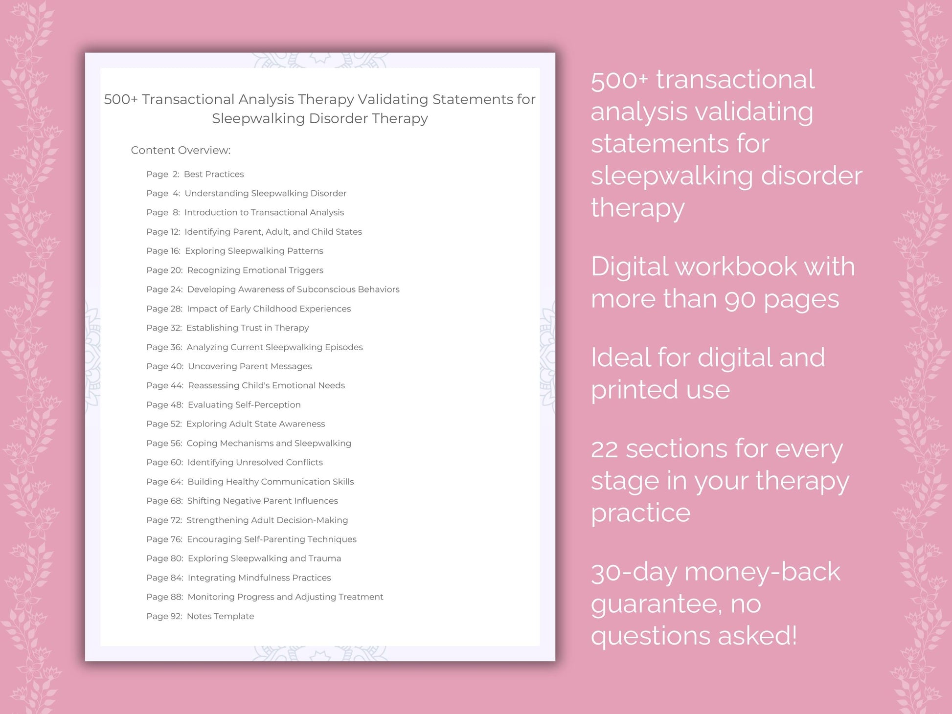 Sleepwalking Disorder Transactional Analysis Therapist Worksheets