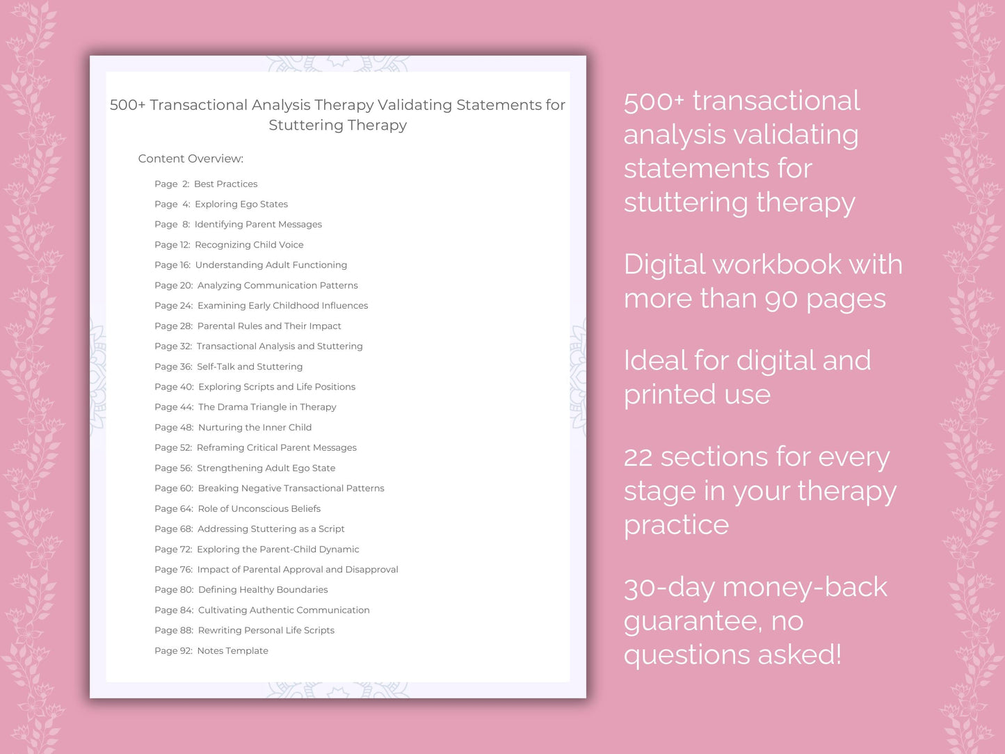 Stuttering Transactional Analysis Therapist Worksheets