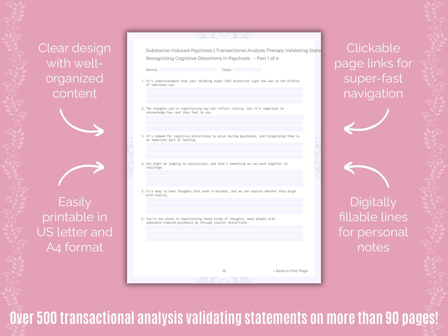 Substance-Induced Psychosis Transactional Analysis Counseling Templates