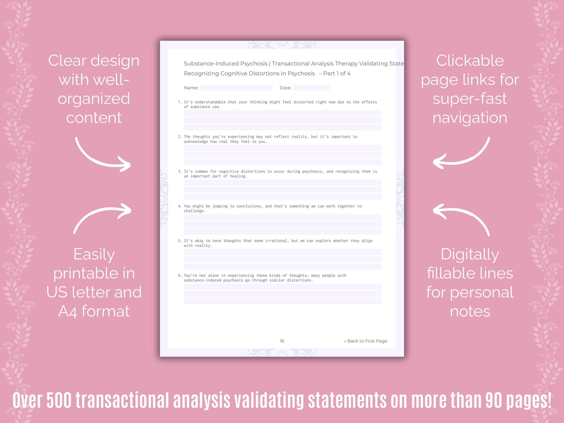 Substance-Induced Psychosis Transactional Analysis Counseling Templates