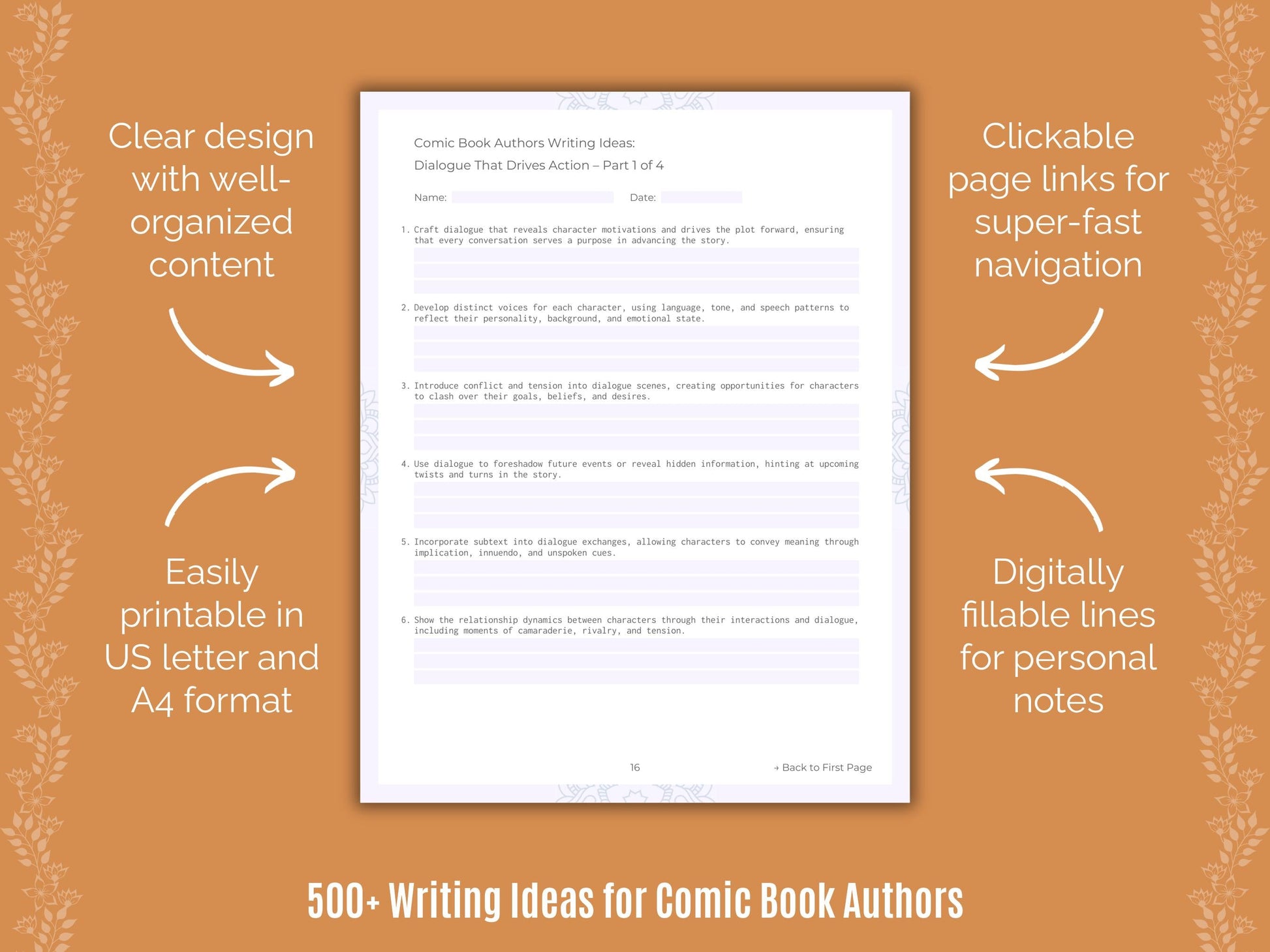 Comic Book Authors Writing Templates