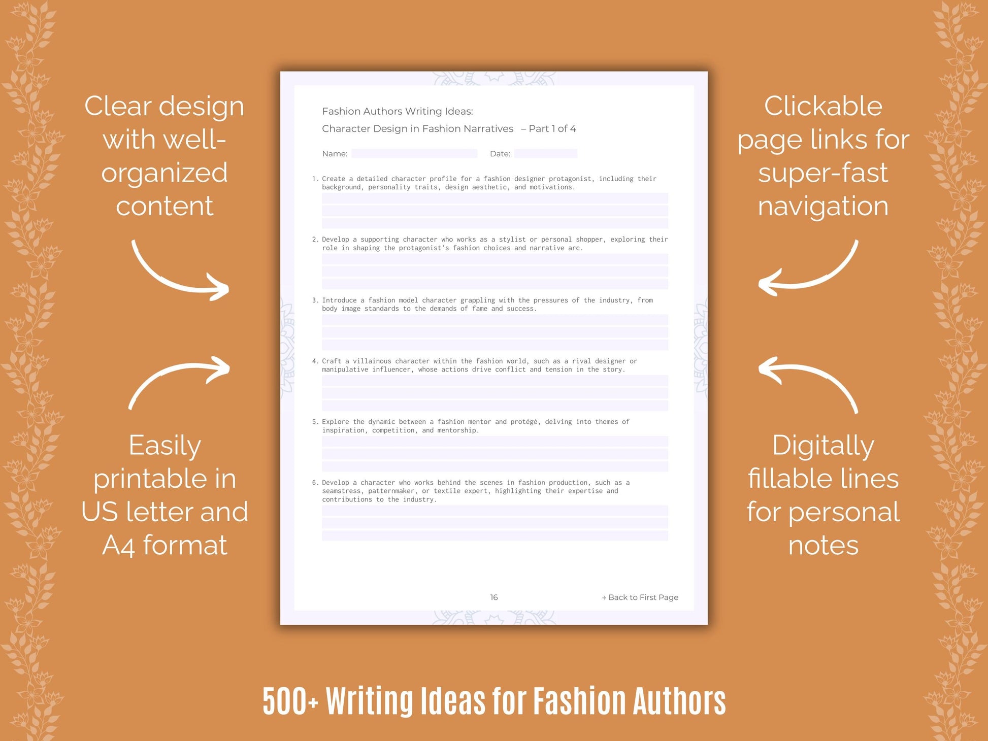 Fashion Authors Writing Templates