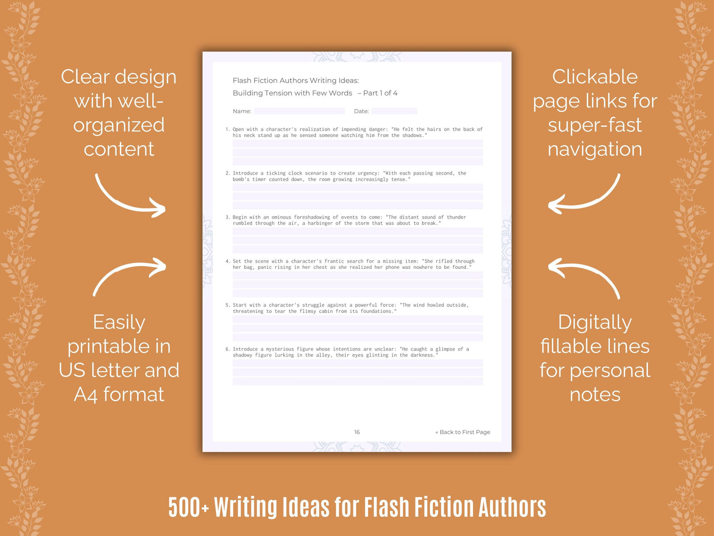 Flash Fiction Authors Writing Templates