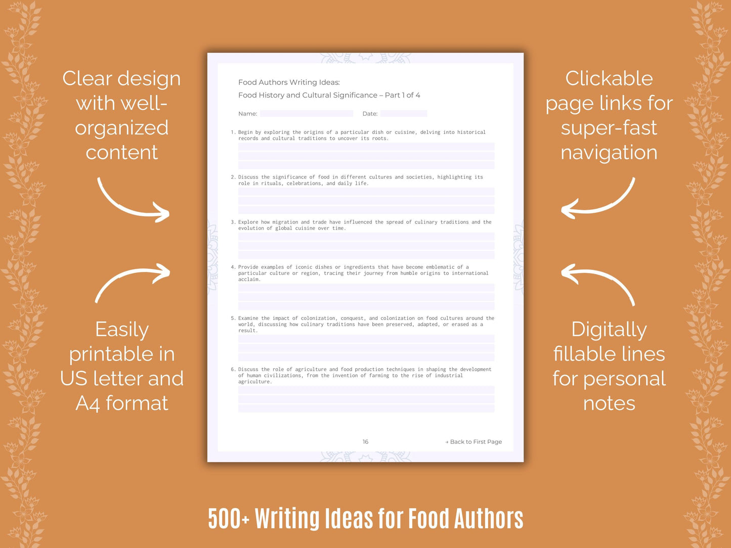 Food Authors Writing Templates