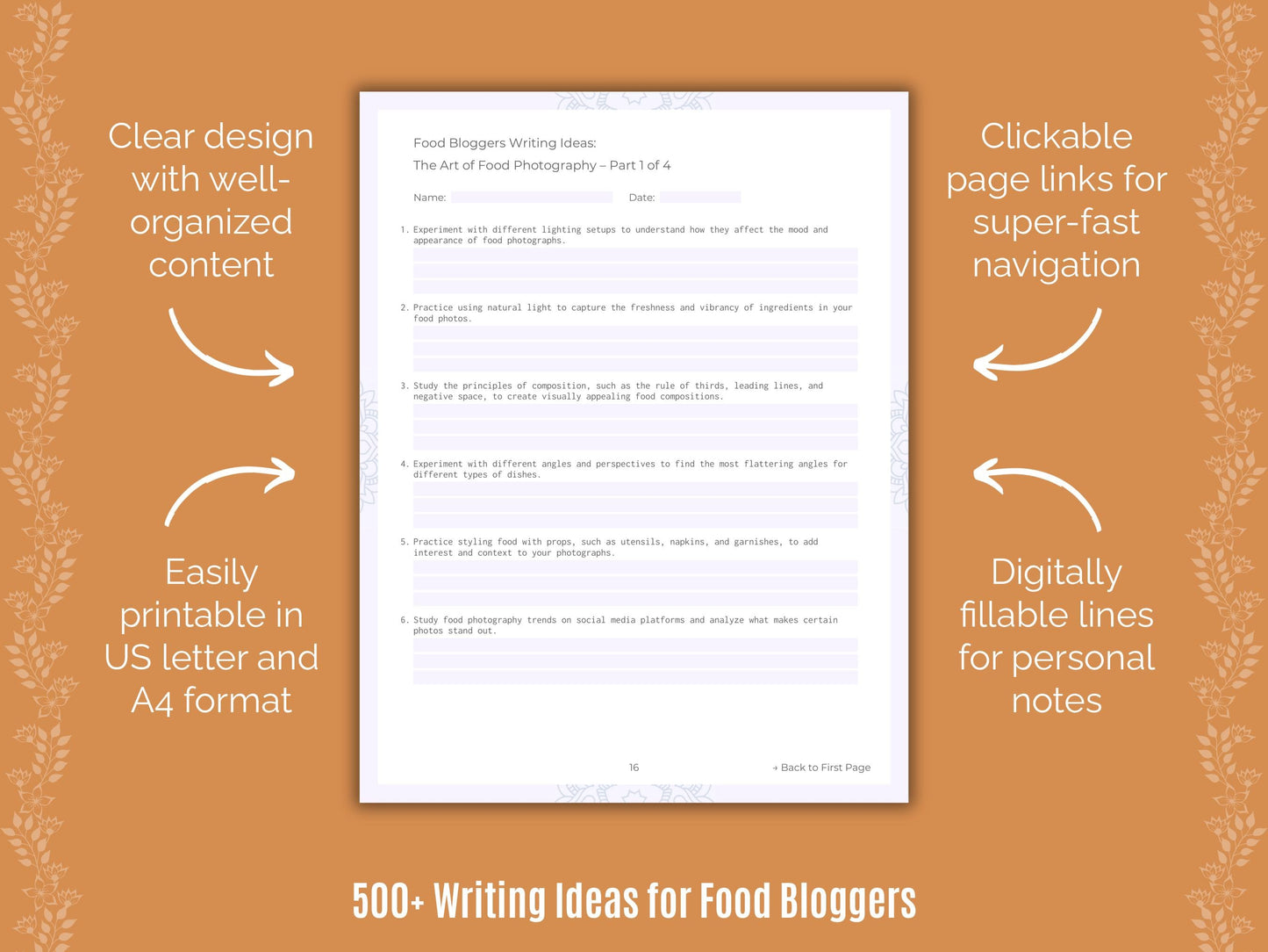 Food Bloggers Writing Templates