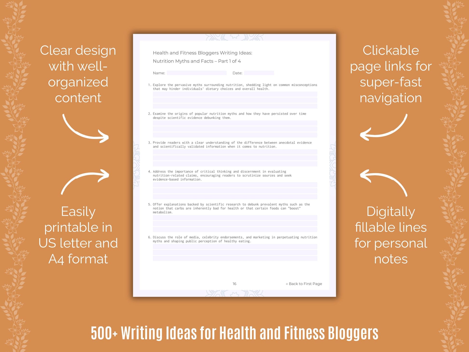 Health and Fitness Bloggers Writing Templates