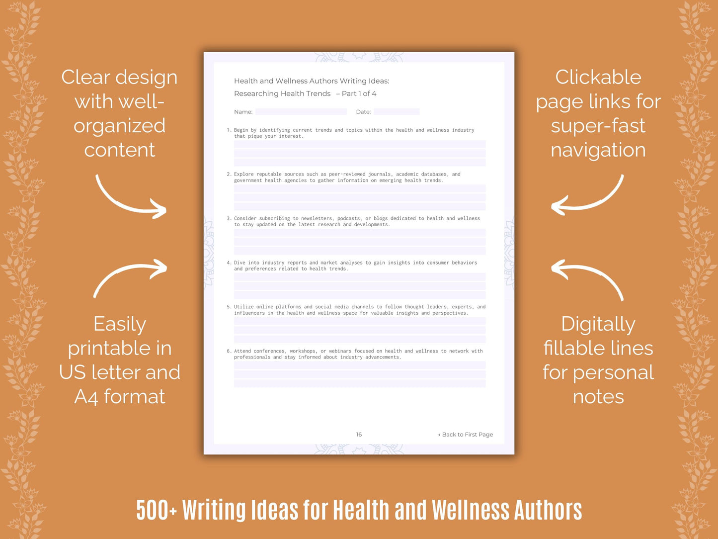 Health and Wellness Authors Writing Templates