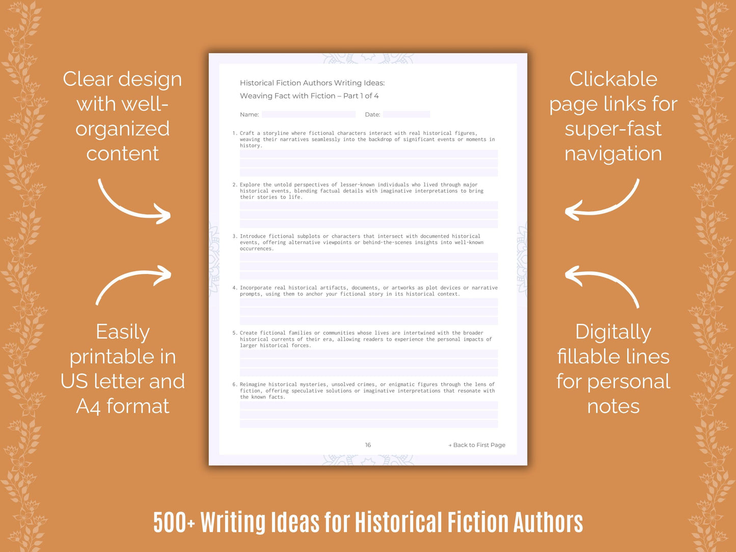 Historical Fiction Authors Writing Templates