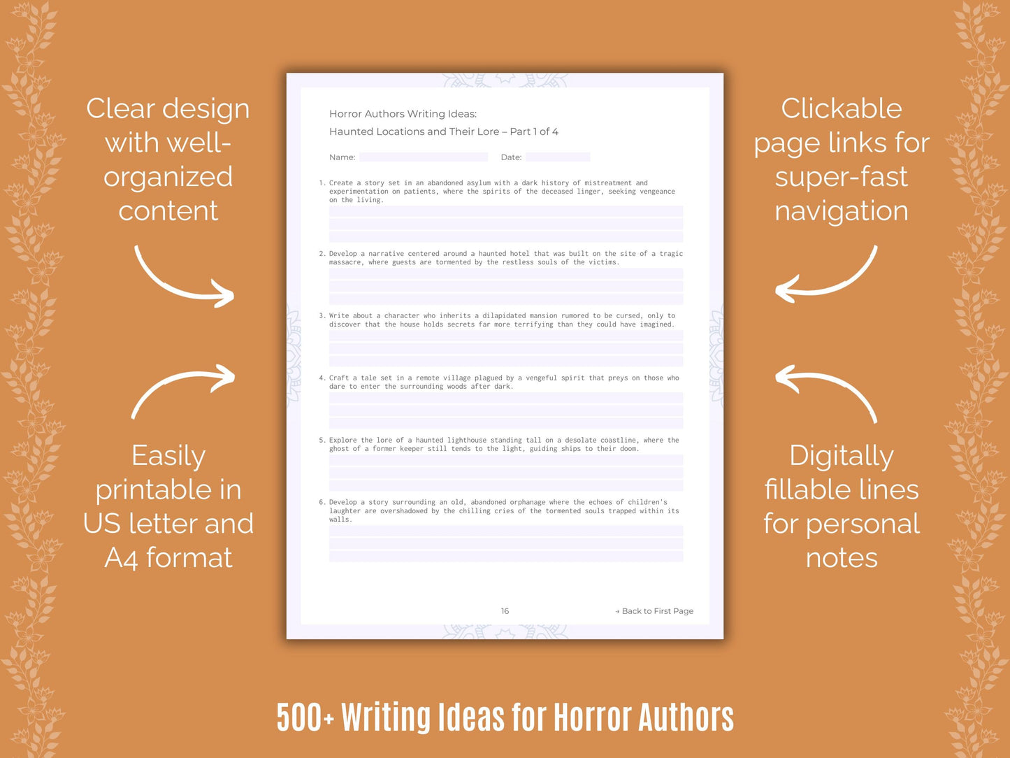 Horror Authors Writing Templates