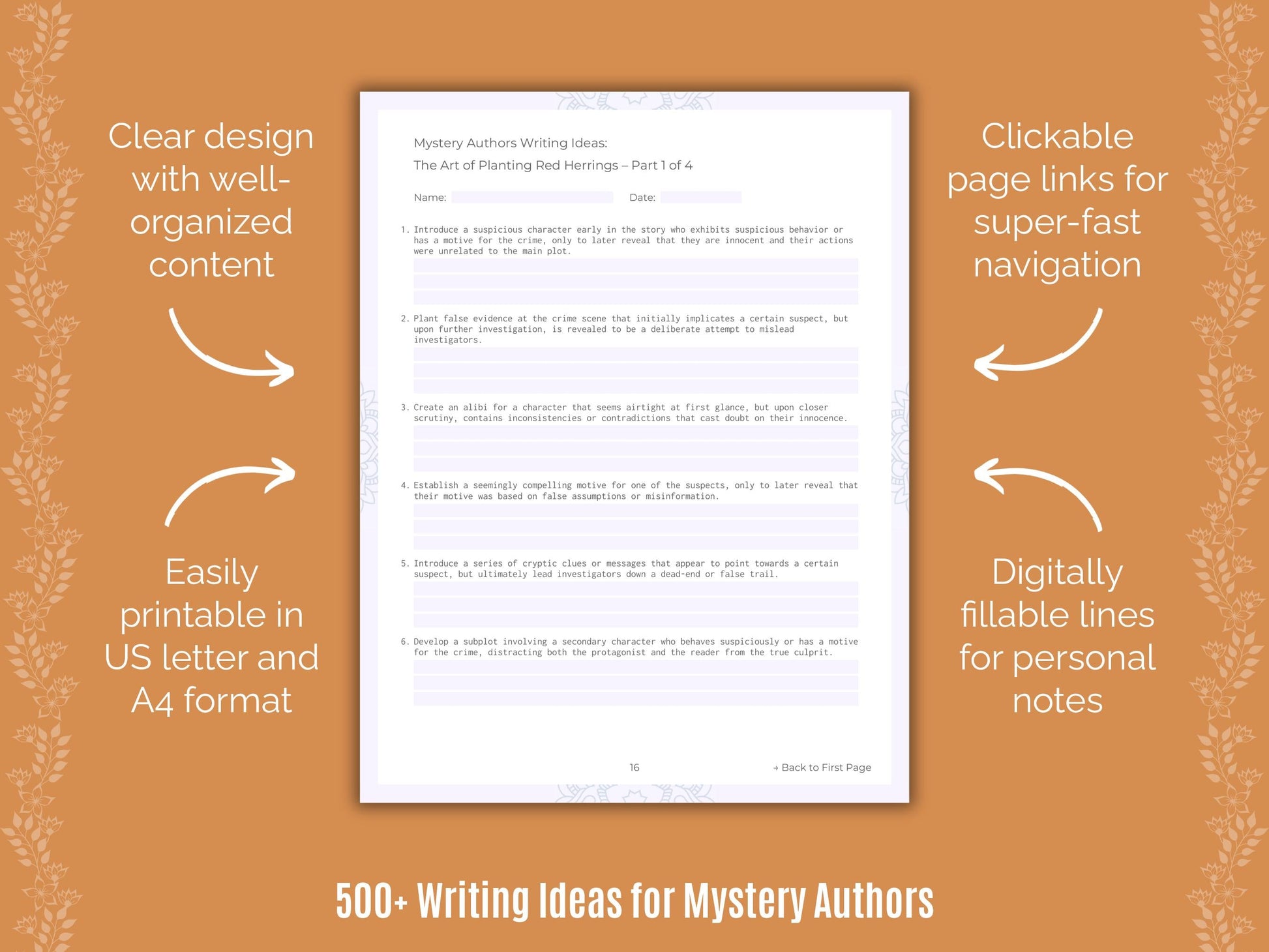 Mystery Authors Writing Templates