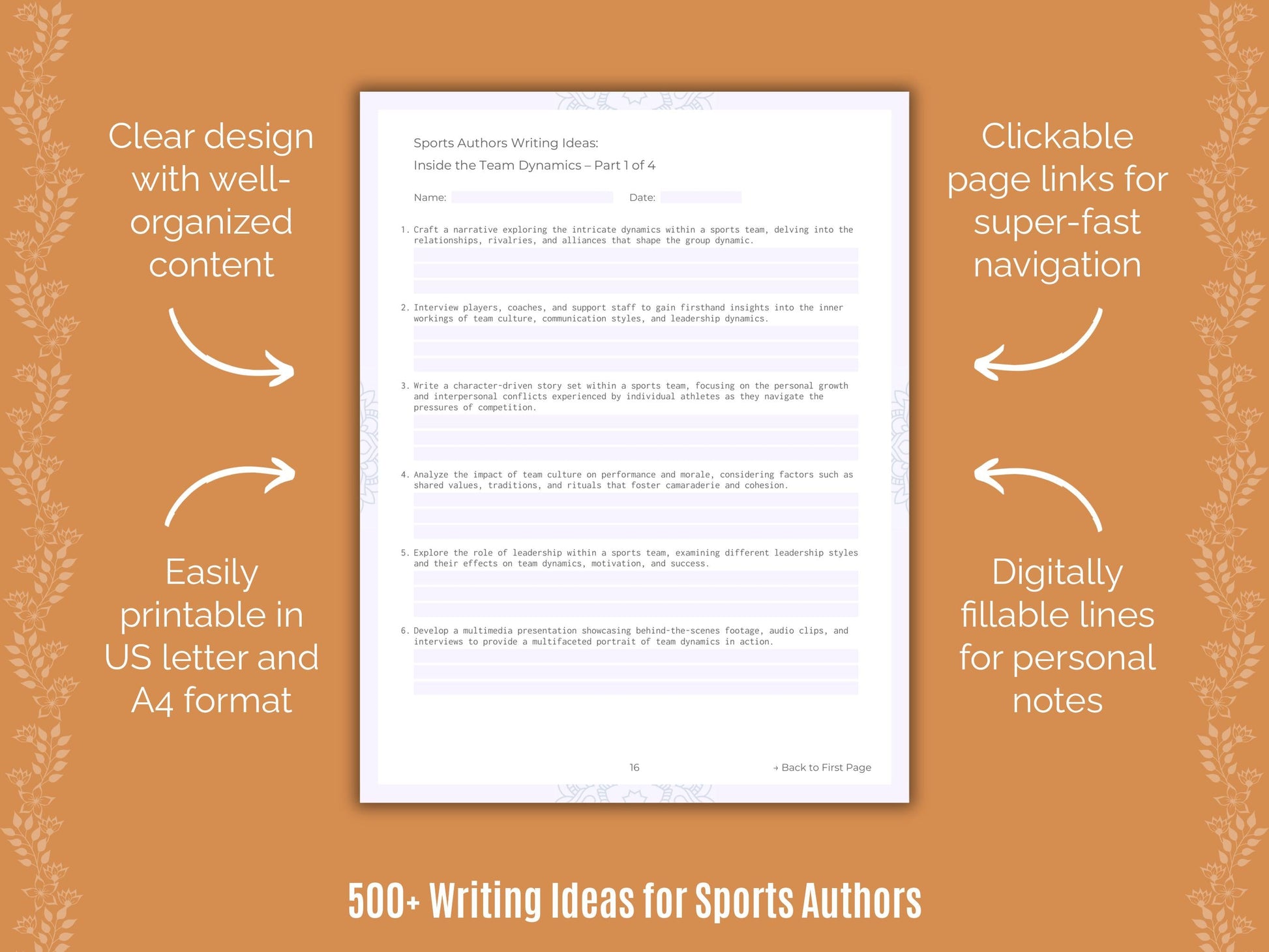 Sports Authors Writing Templates