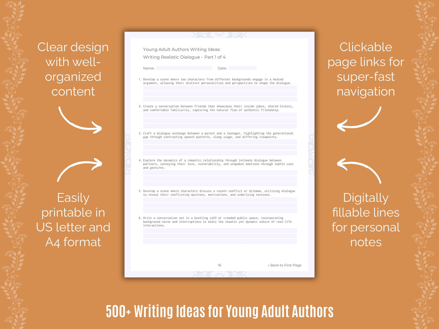 Young Adult Authors Writing Templates