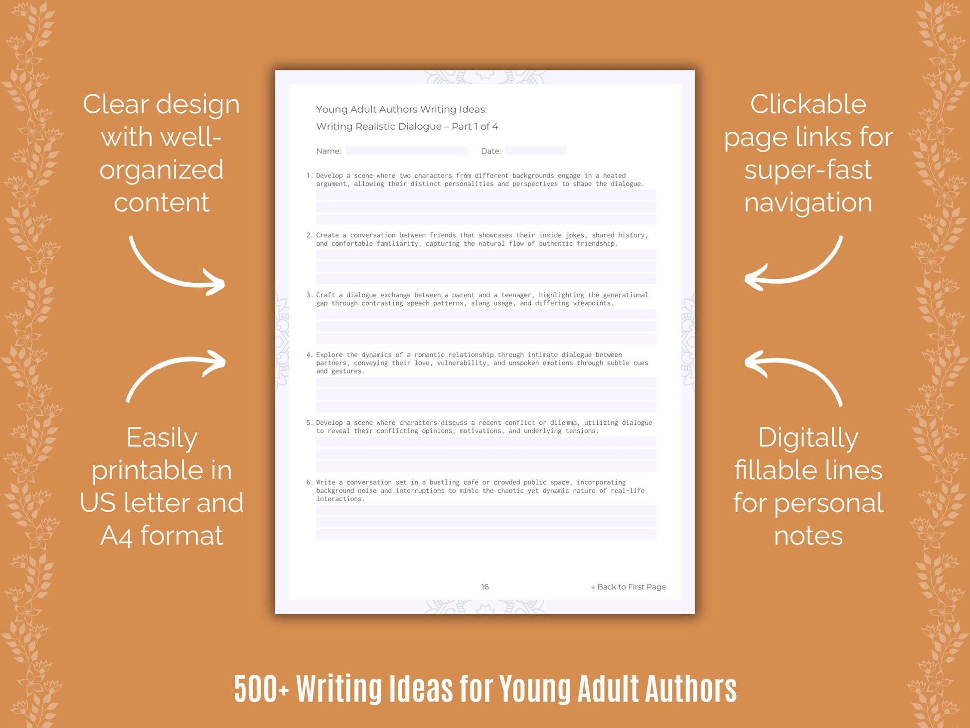 Young Adult Authors Writing Templates