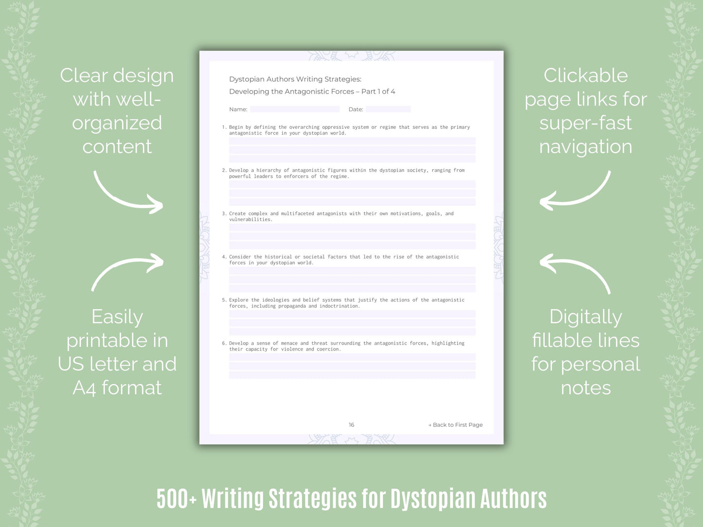 Dystopian Authors Writing Templates