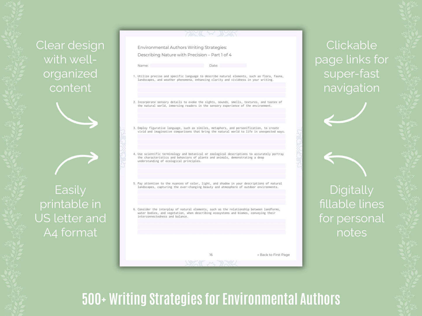 Environmental Authors Writing Templates