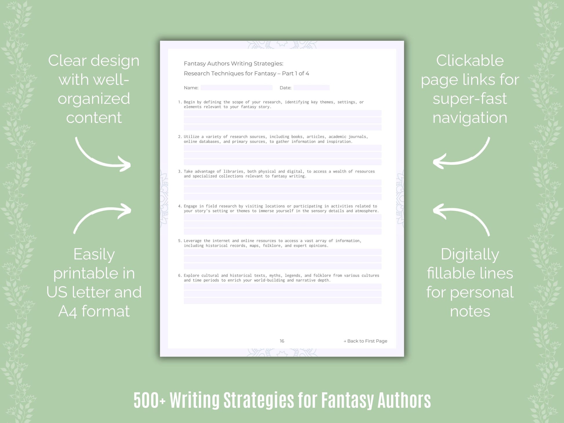 Fantasy Authors Writing Templates