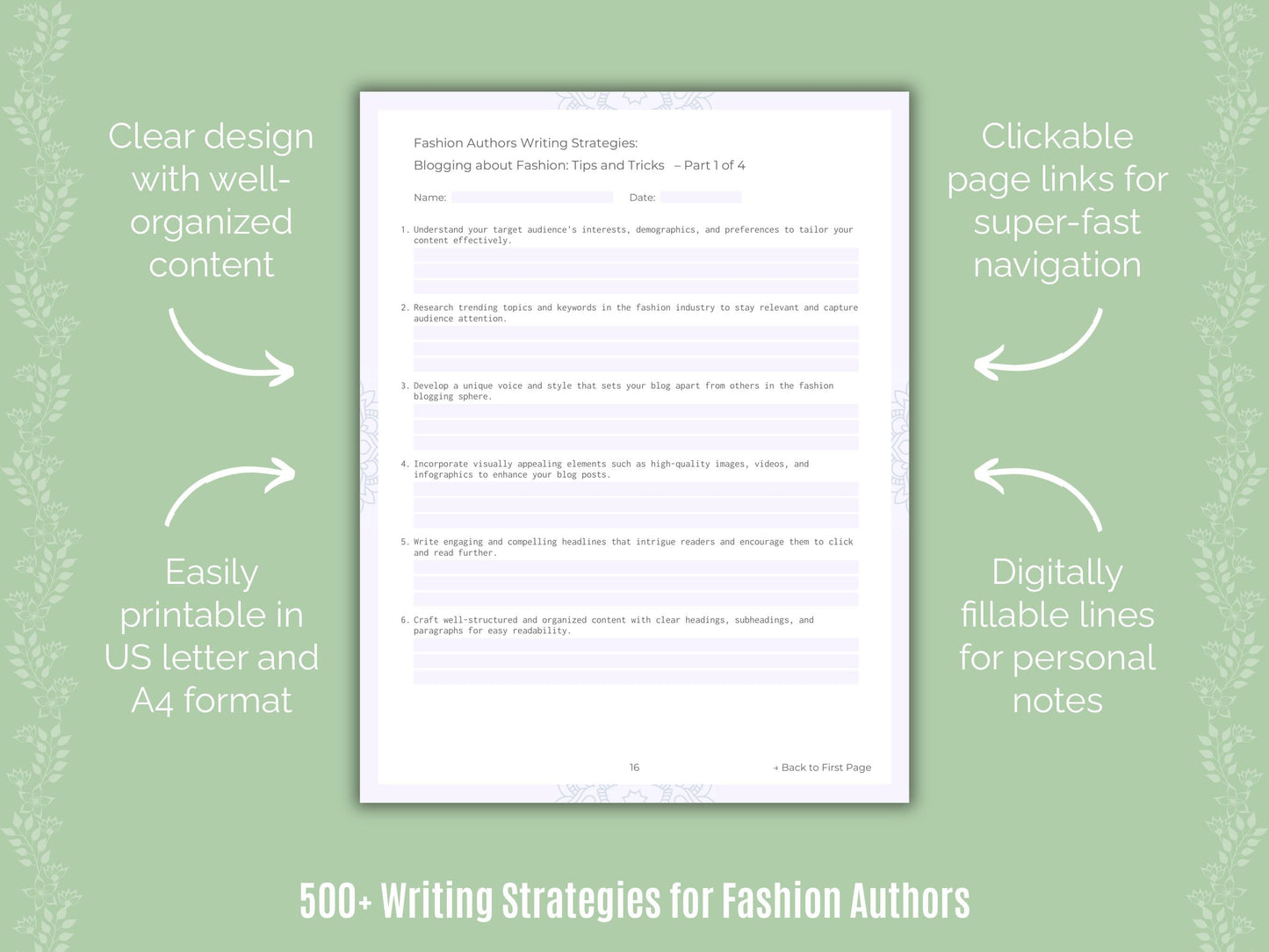 Fashion Authors Writing Templates