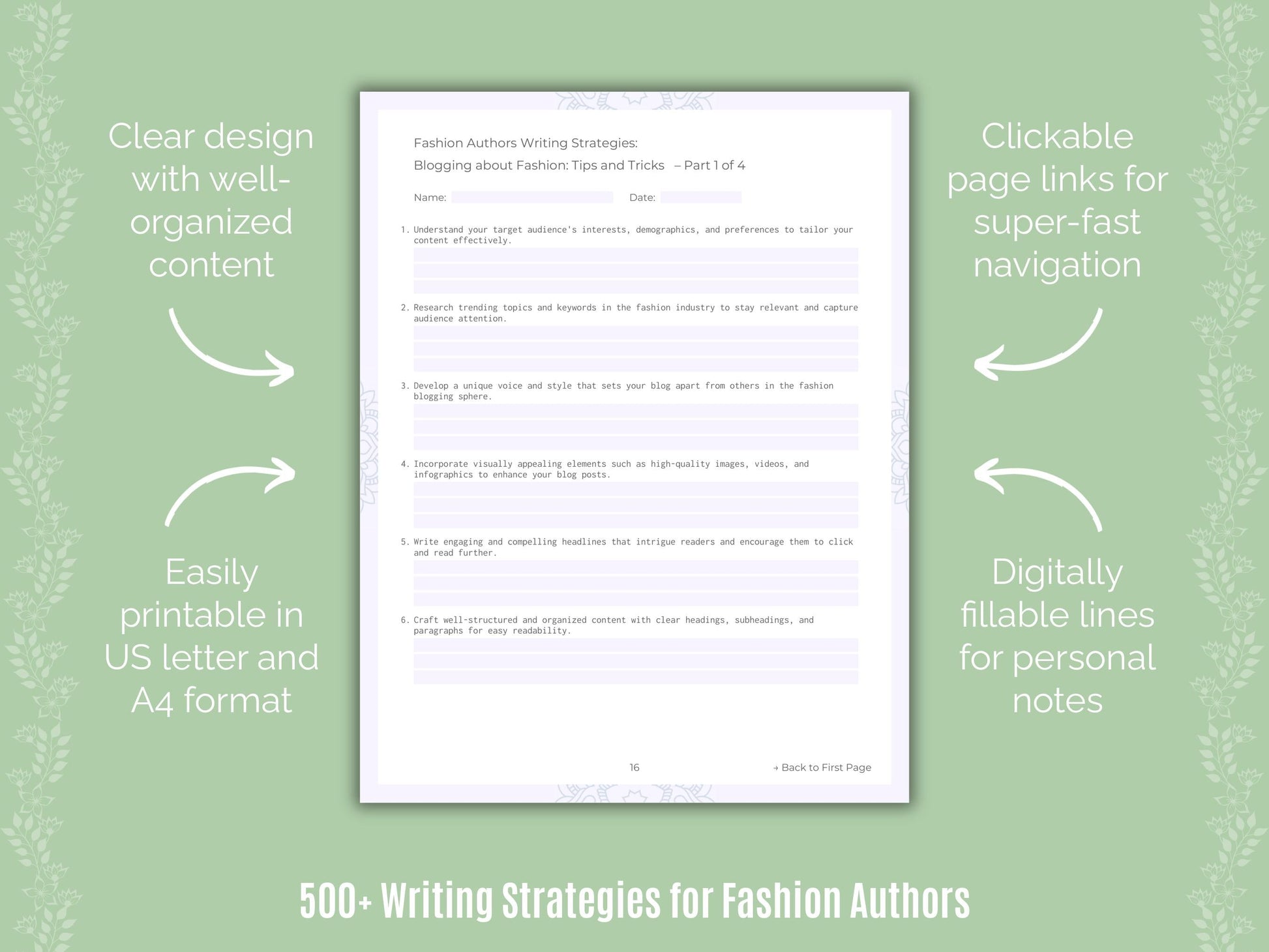 Fashion Authors Writing Templates