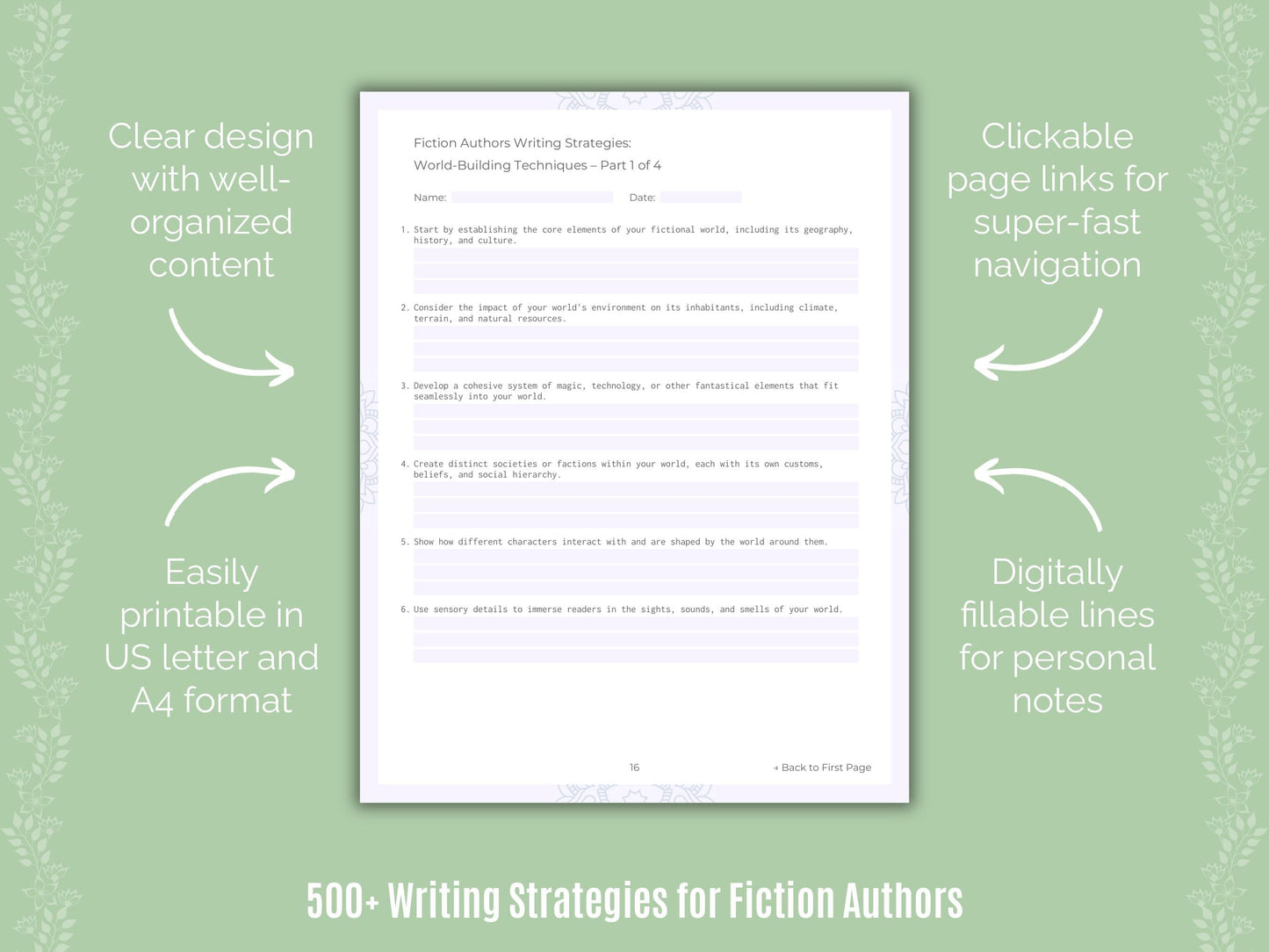 Fiction Authors Writing Templates