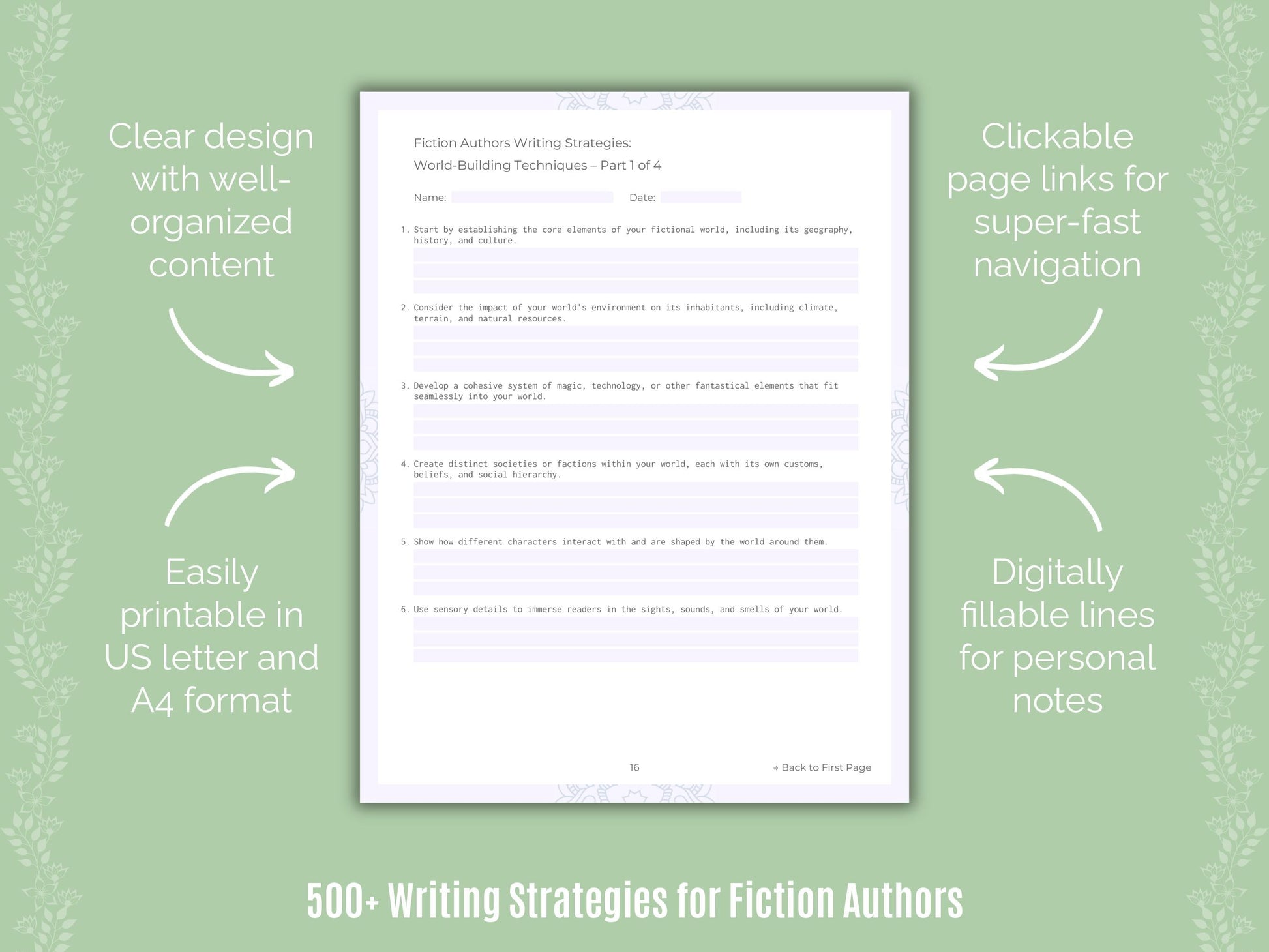 Fiction Authors Writing Templates