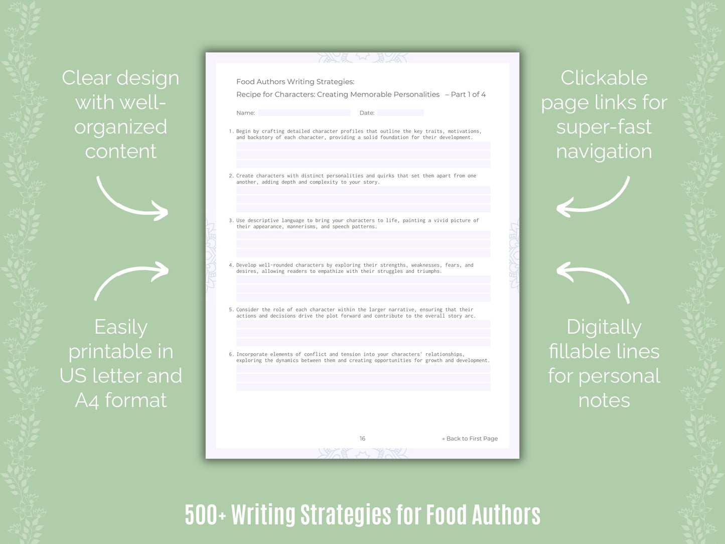 Food Authors Writing Templates