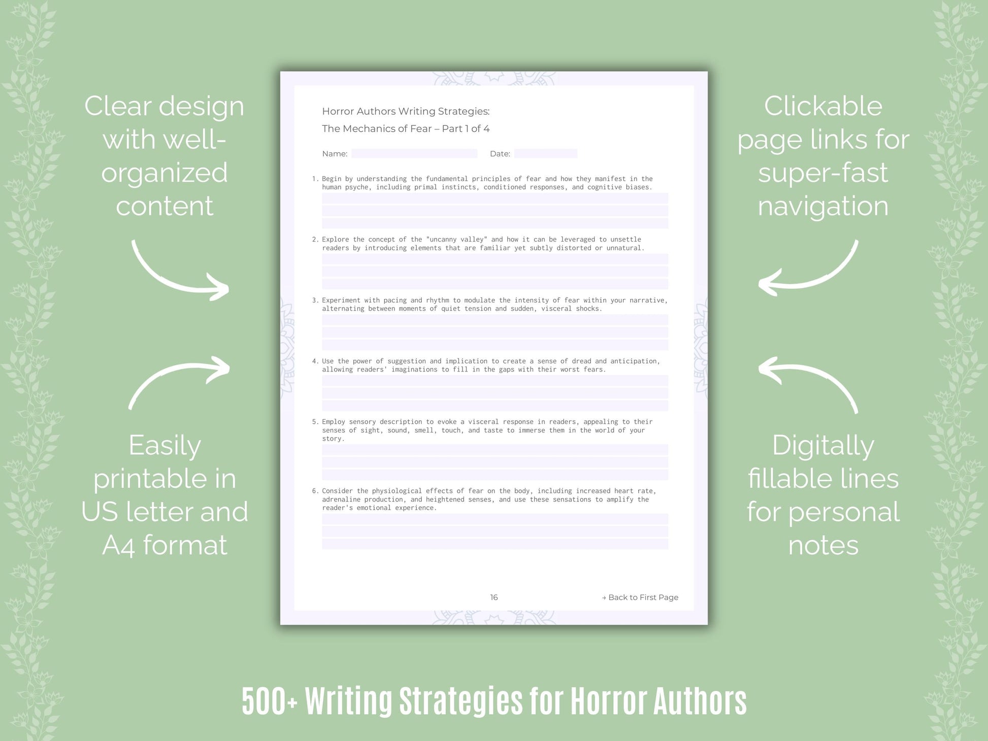 Horror Authors Writing Templates