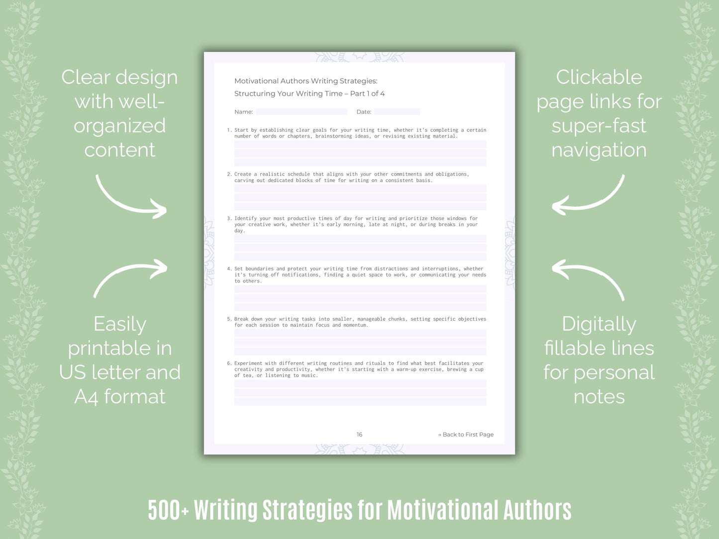 Motivational Authors Writing Templates