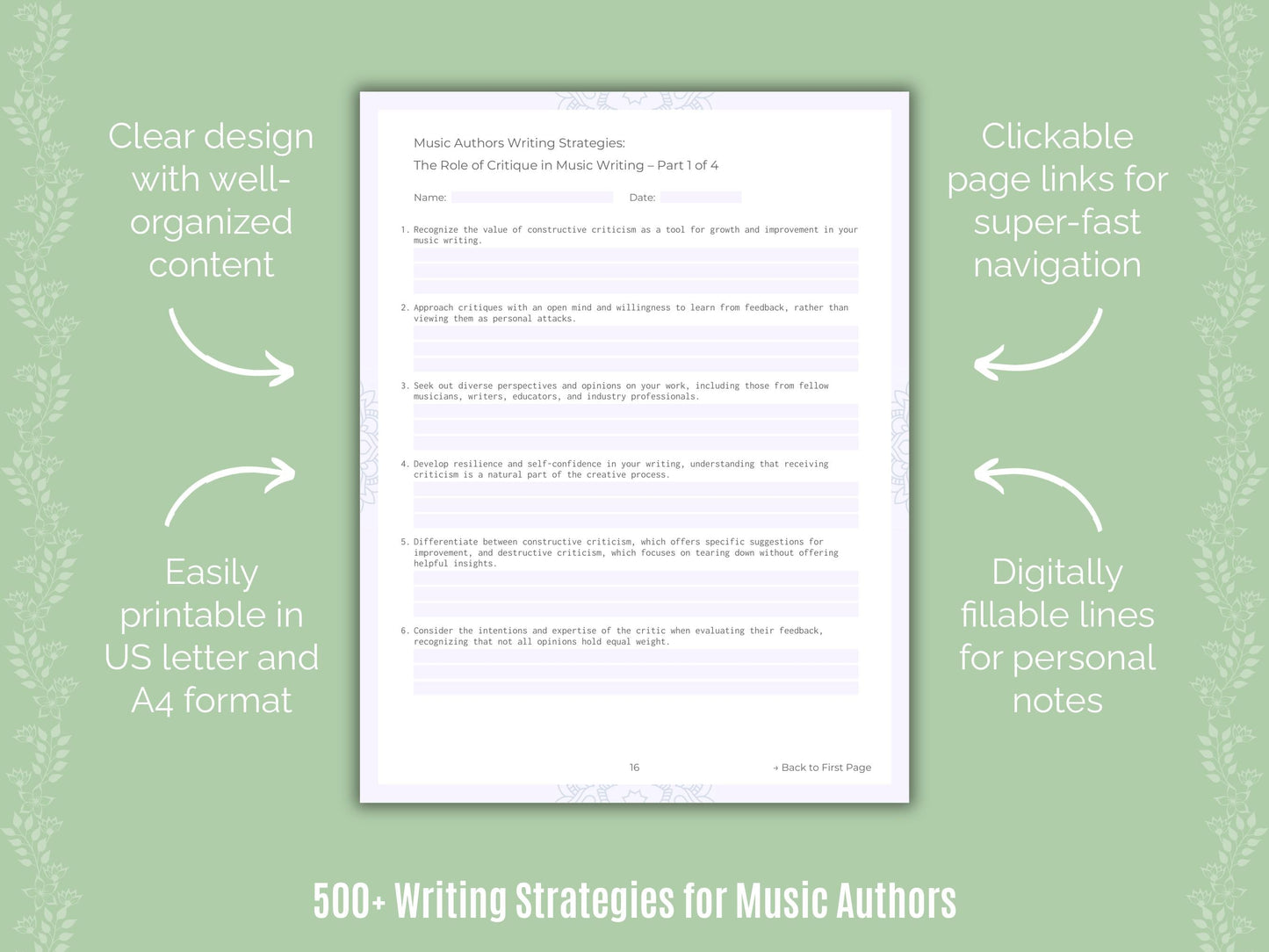 Music Authors Writing Templates