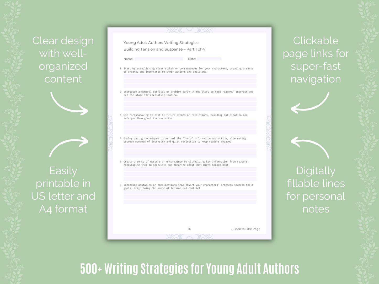 Young Adult Authors Writing Templates