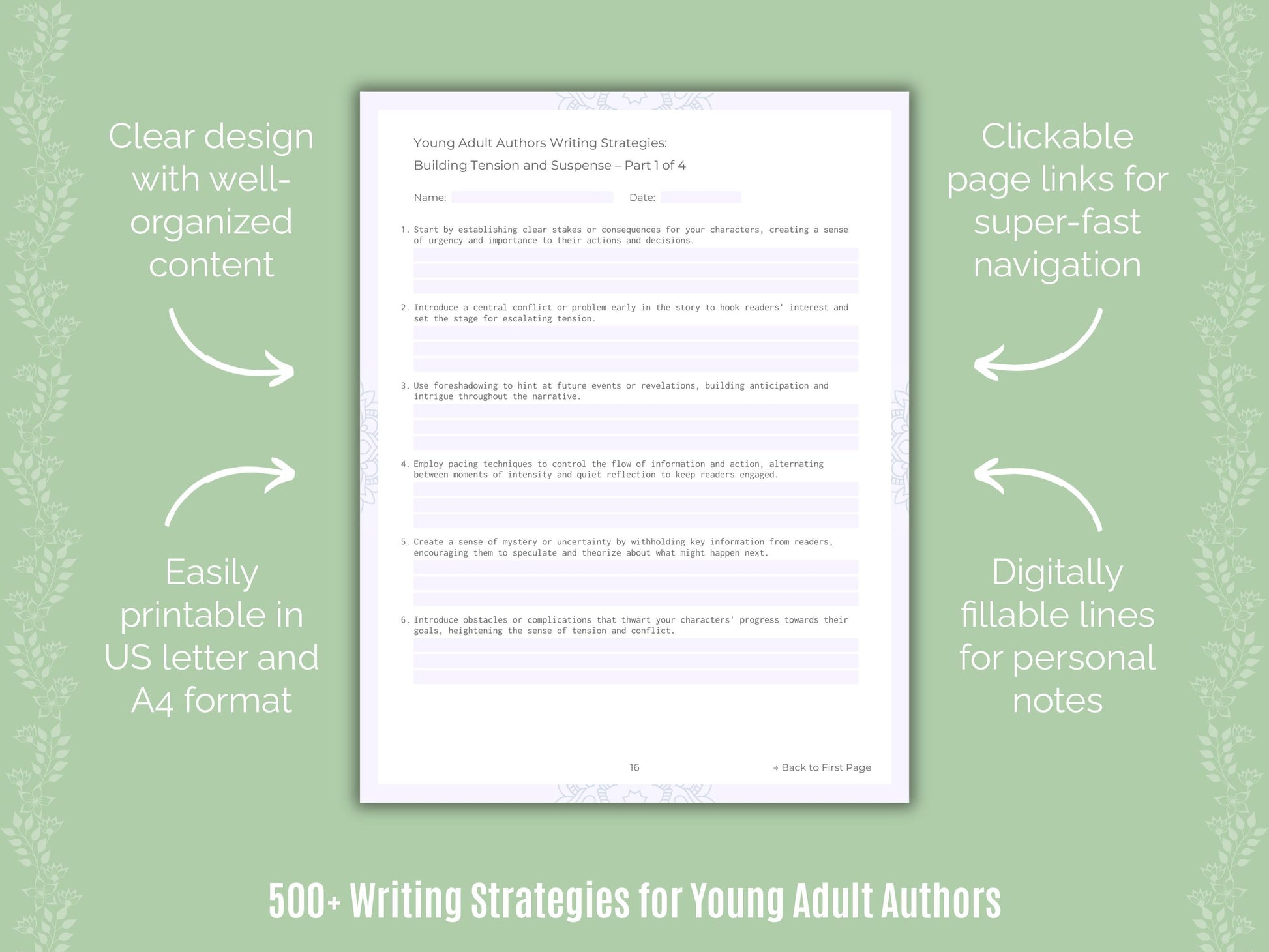 Young Adult Authors Writing Templates