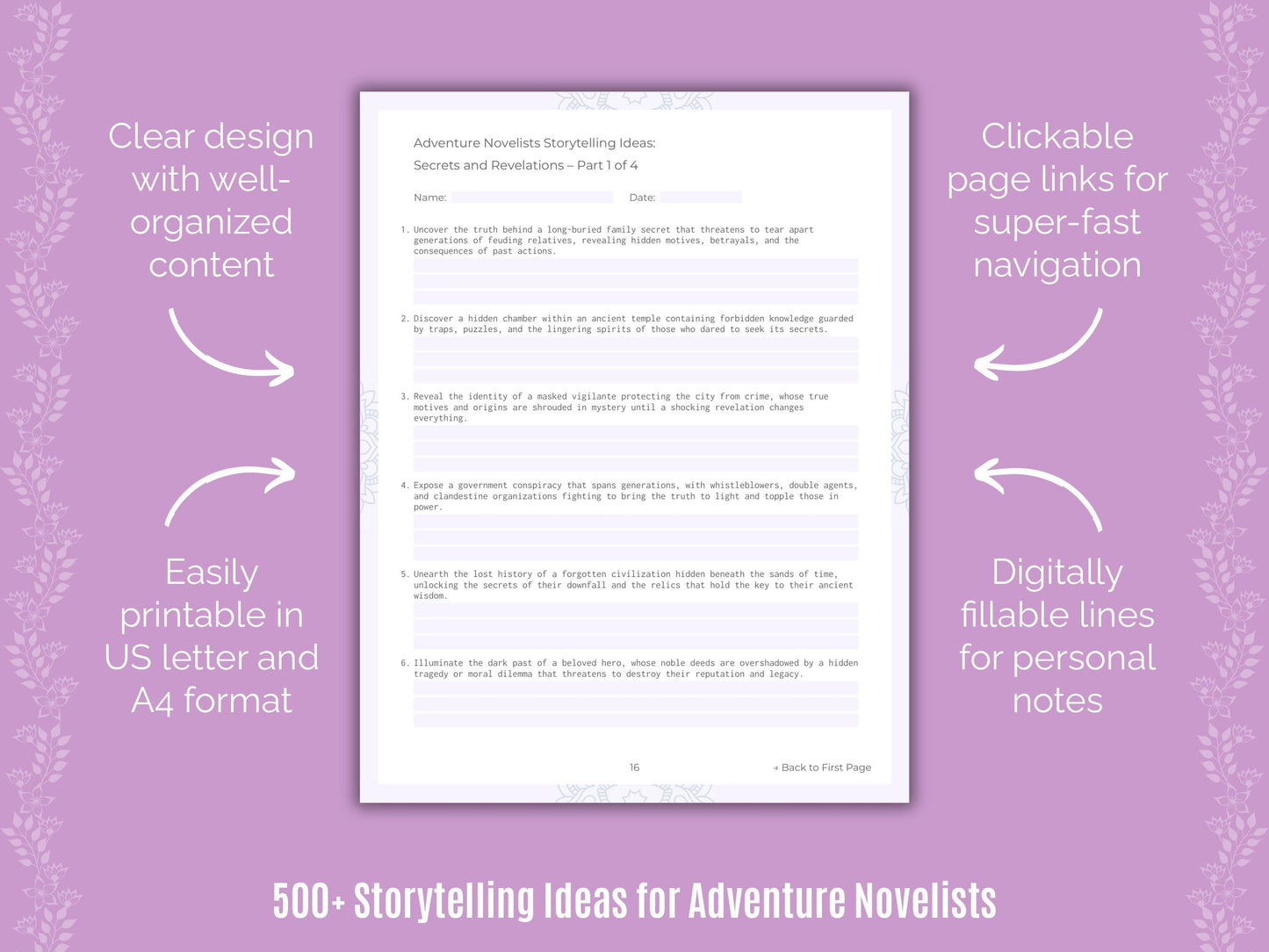 Adventure Novelists Writing Templates