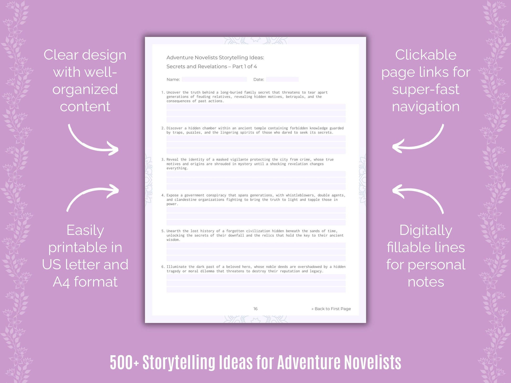 Adventure Novelists Writing Templates