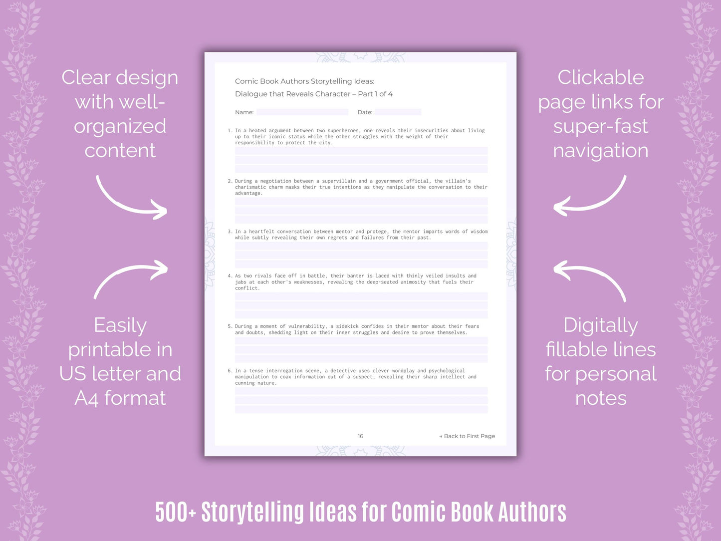 Comic Book Authors Writing Templates