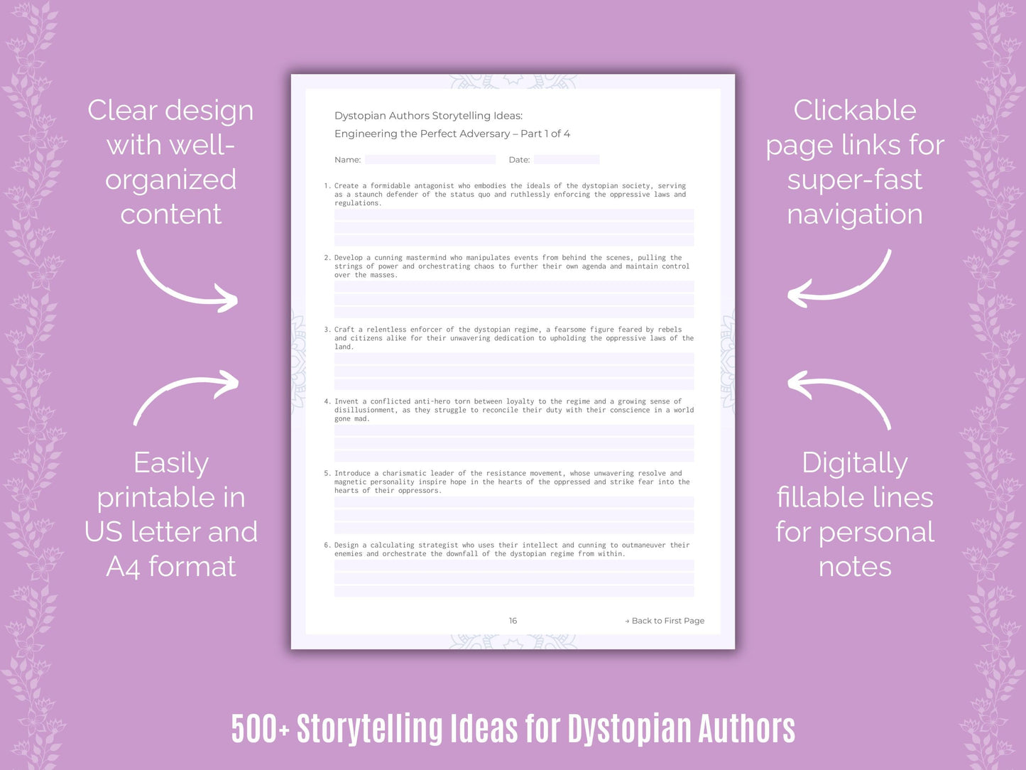 Dystopian Authors Writing Templates