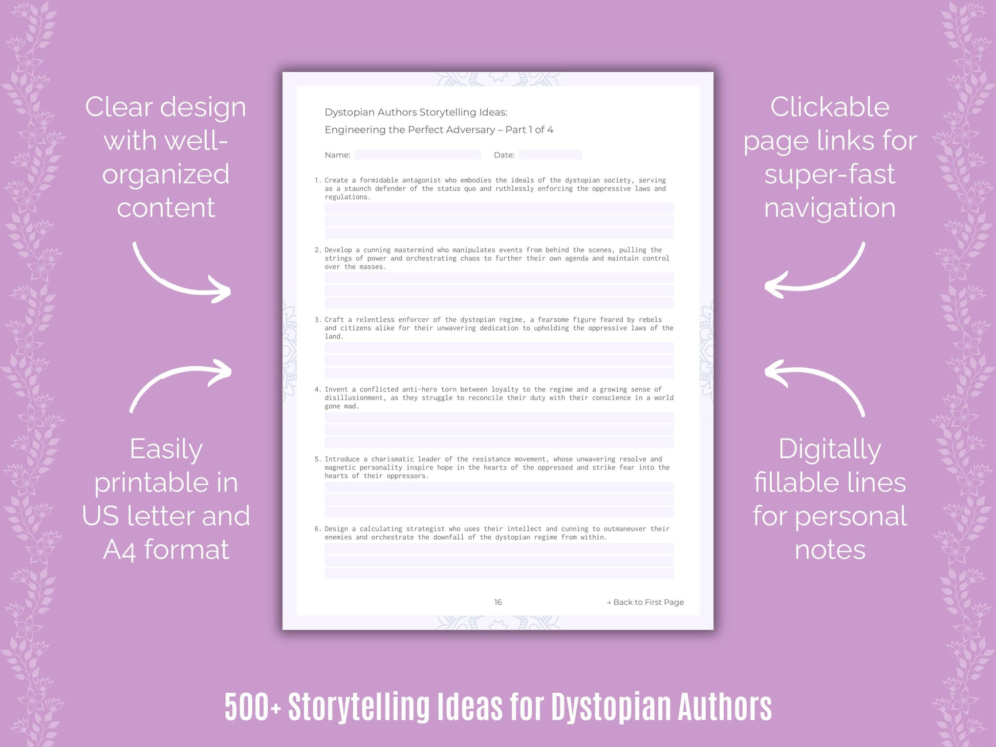 Dystopian Authors Writing Templates