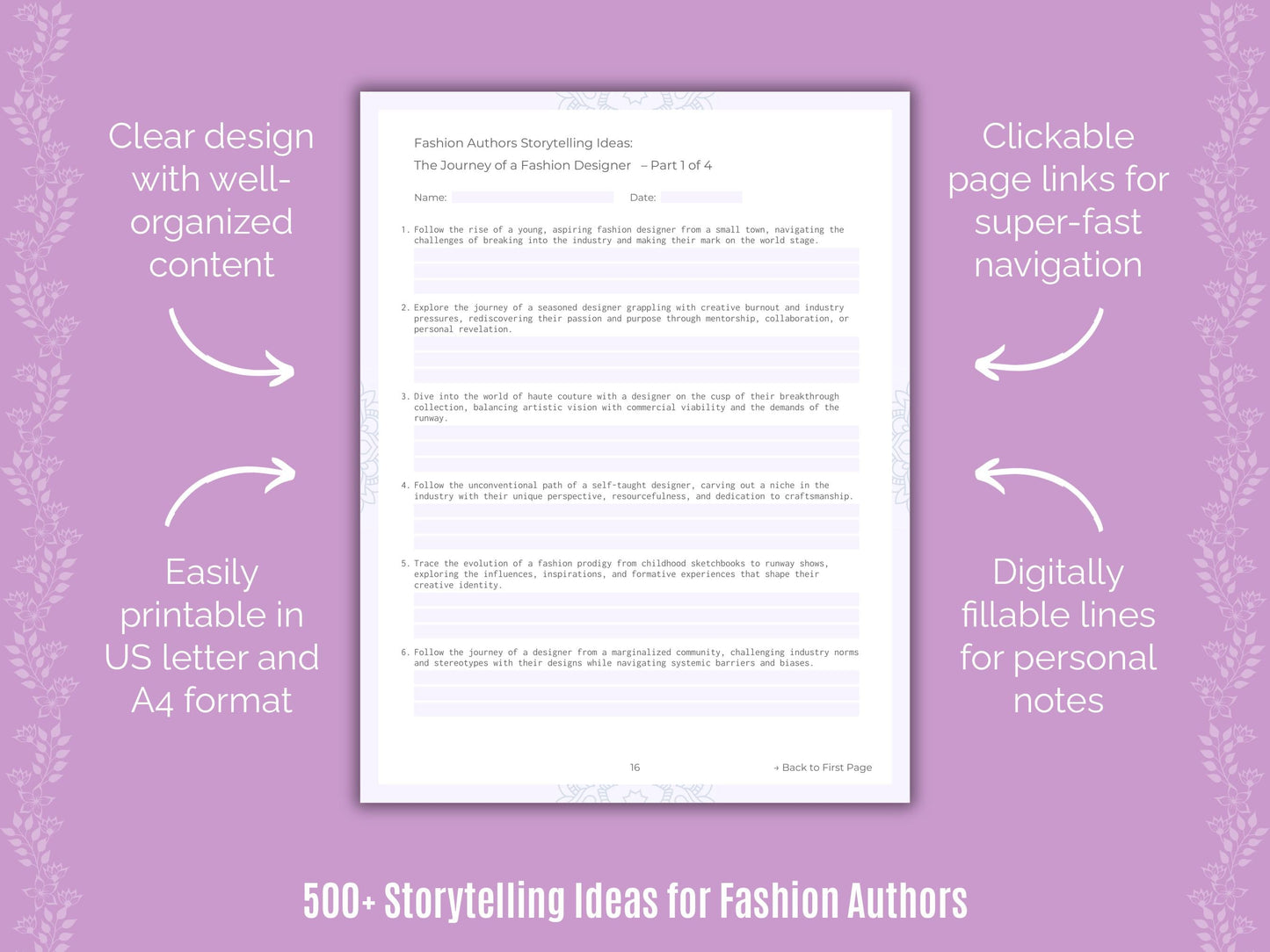 Fashion Authors Writing Templates