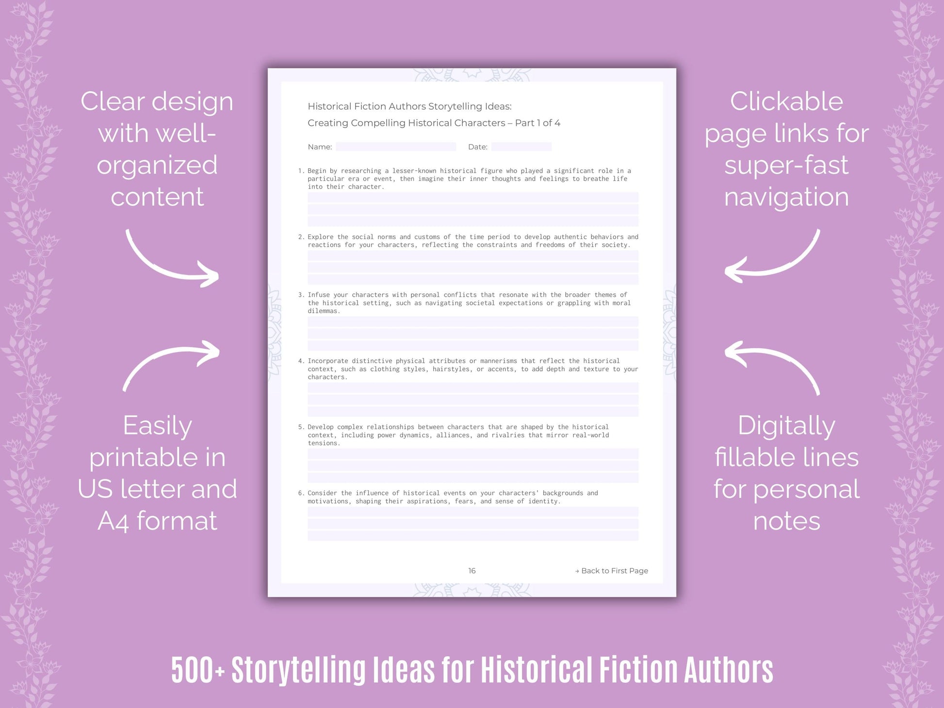 Historical Fiction Authors Writing Templates