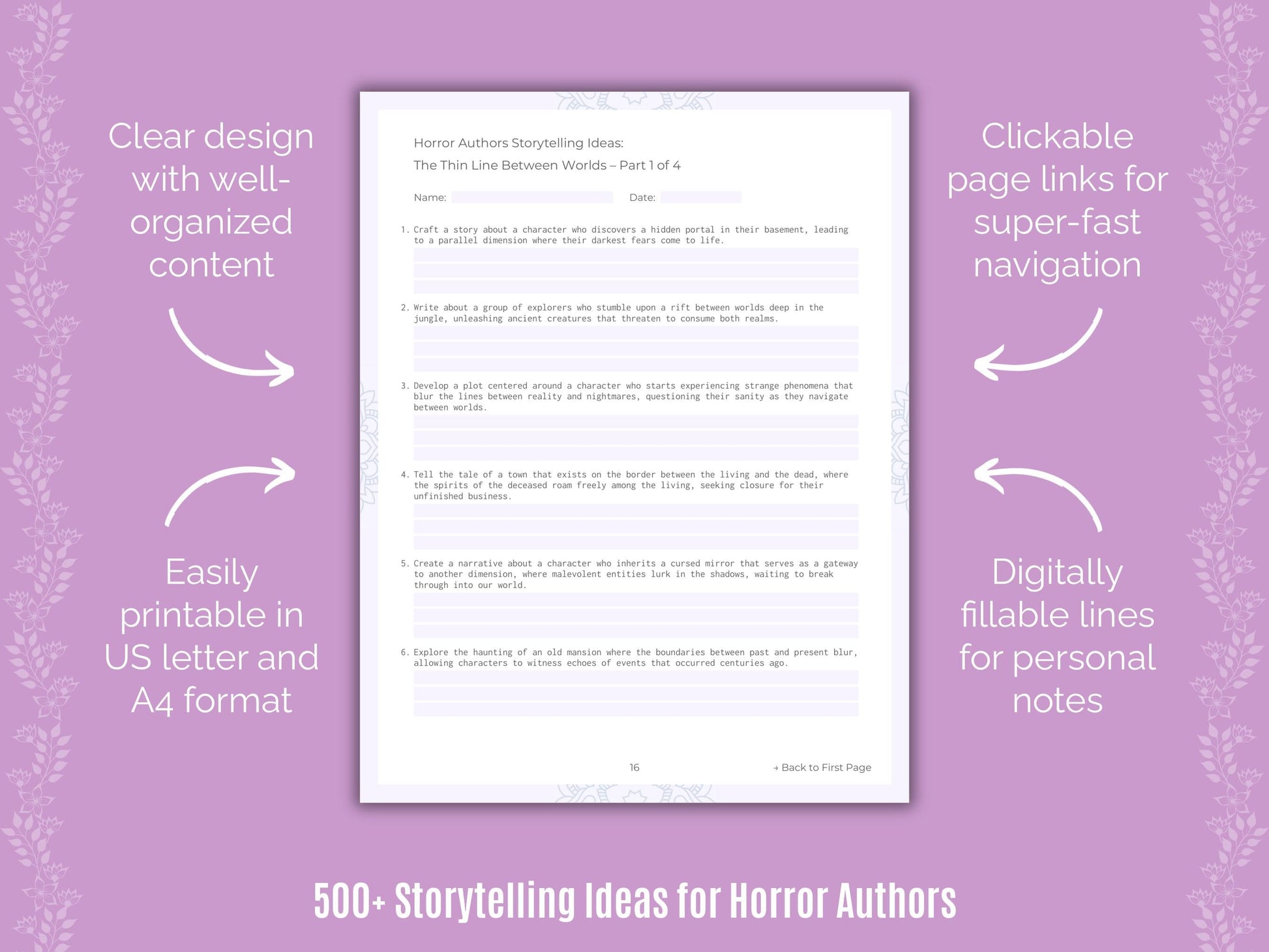 Horror Authors Writing Templates