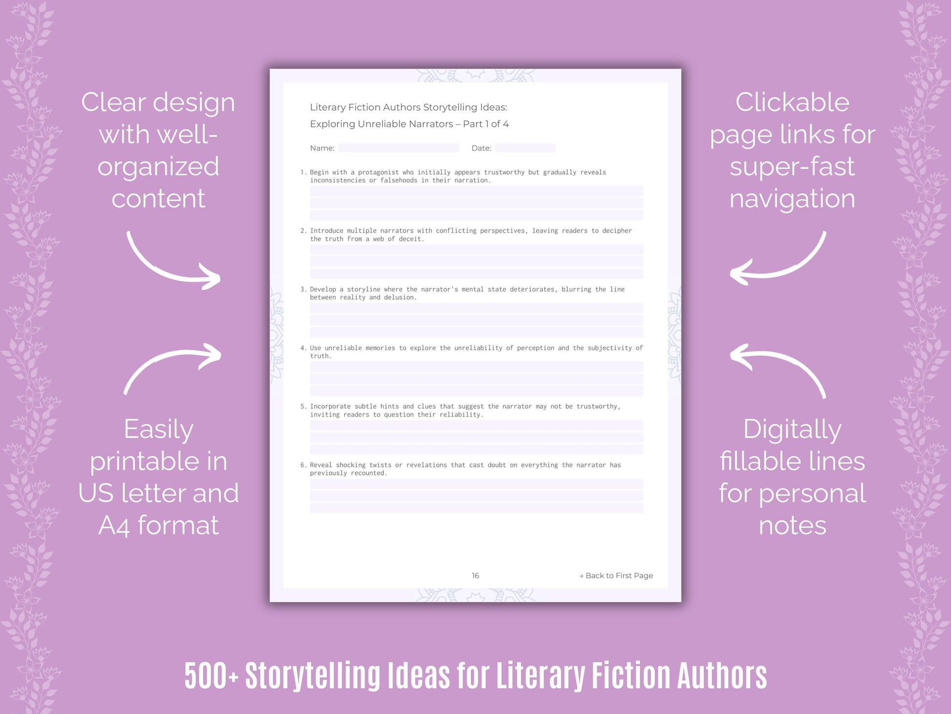 Literary Fiction Authors Writing Templates