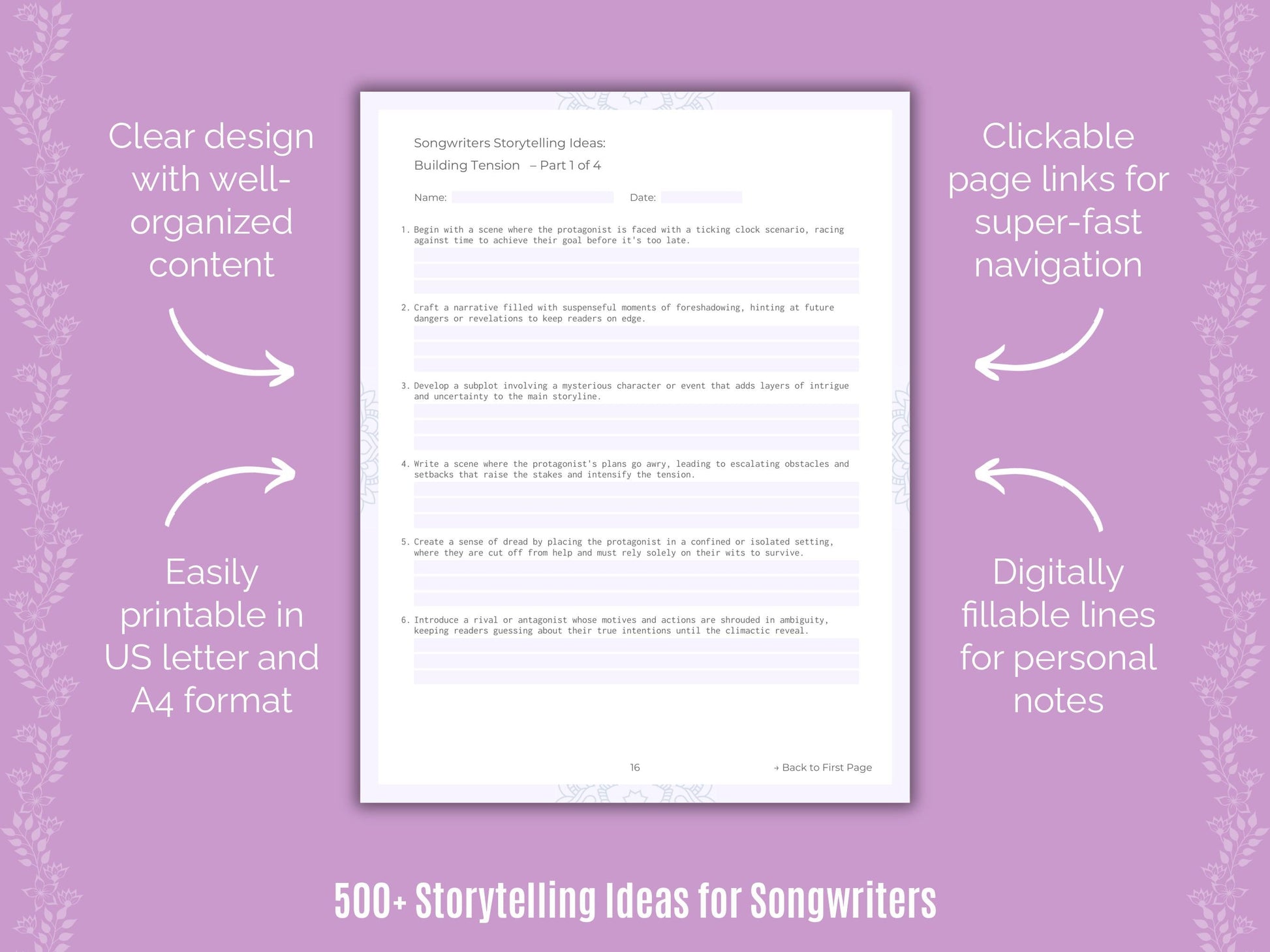 Songwriters Writing Templates