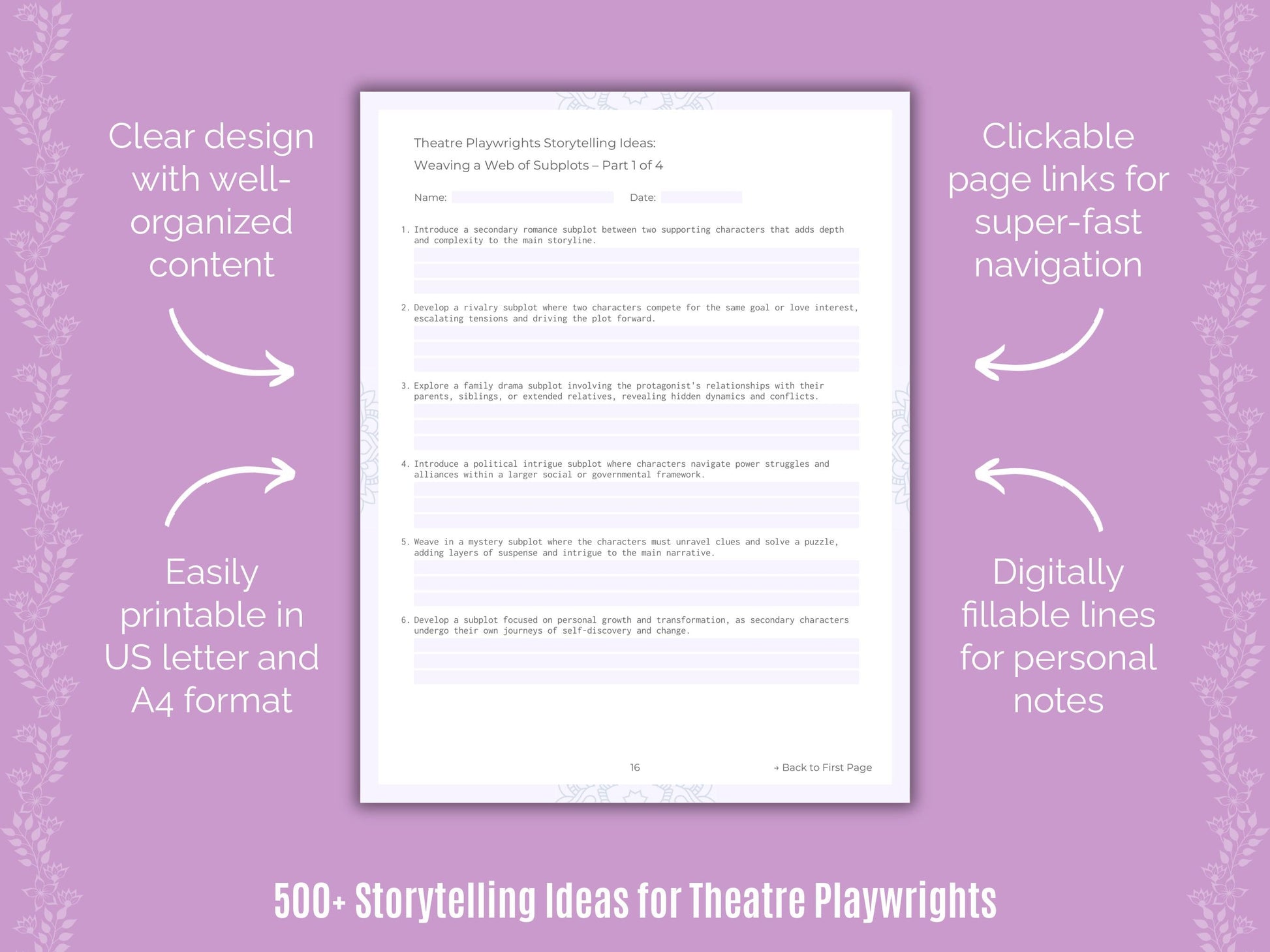 Theatre Playwrights Writing Templates