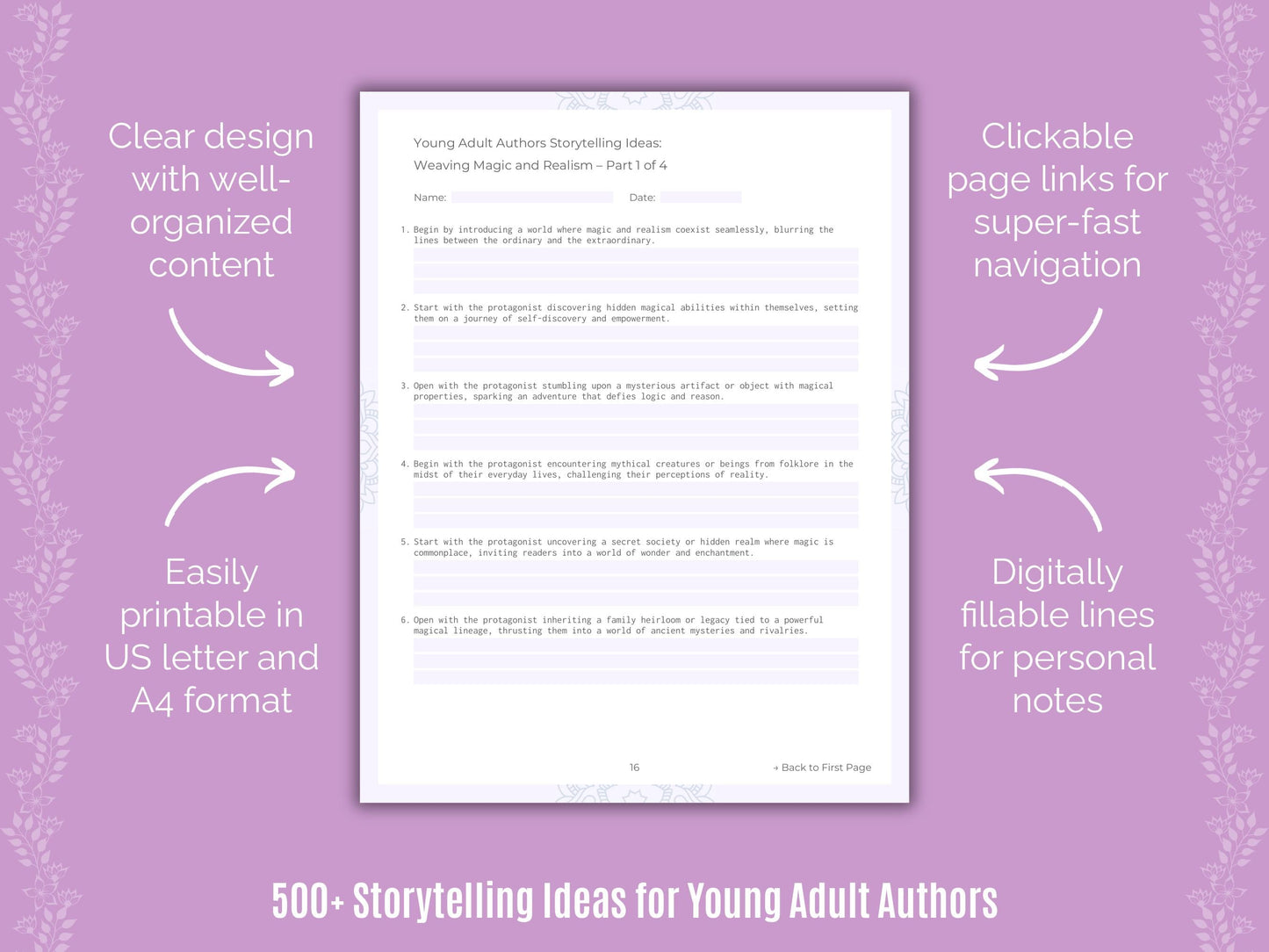 Young Adult Authors Writing Templates