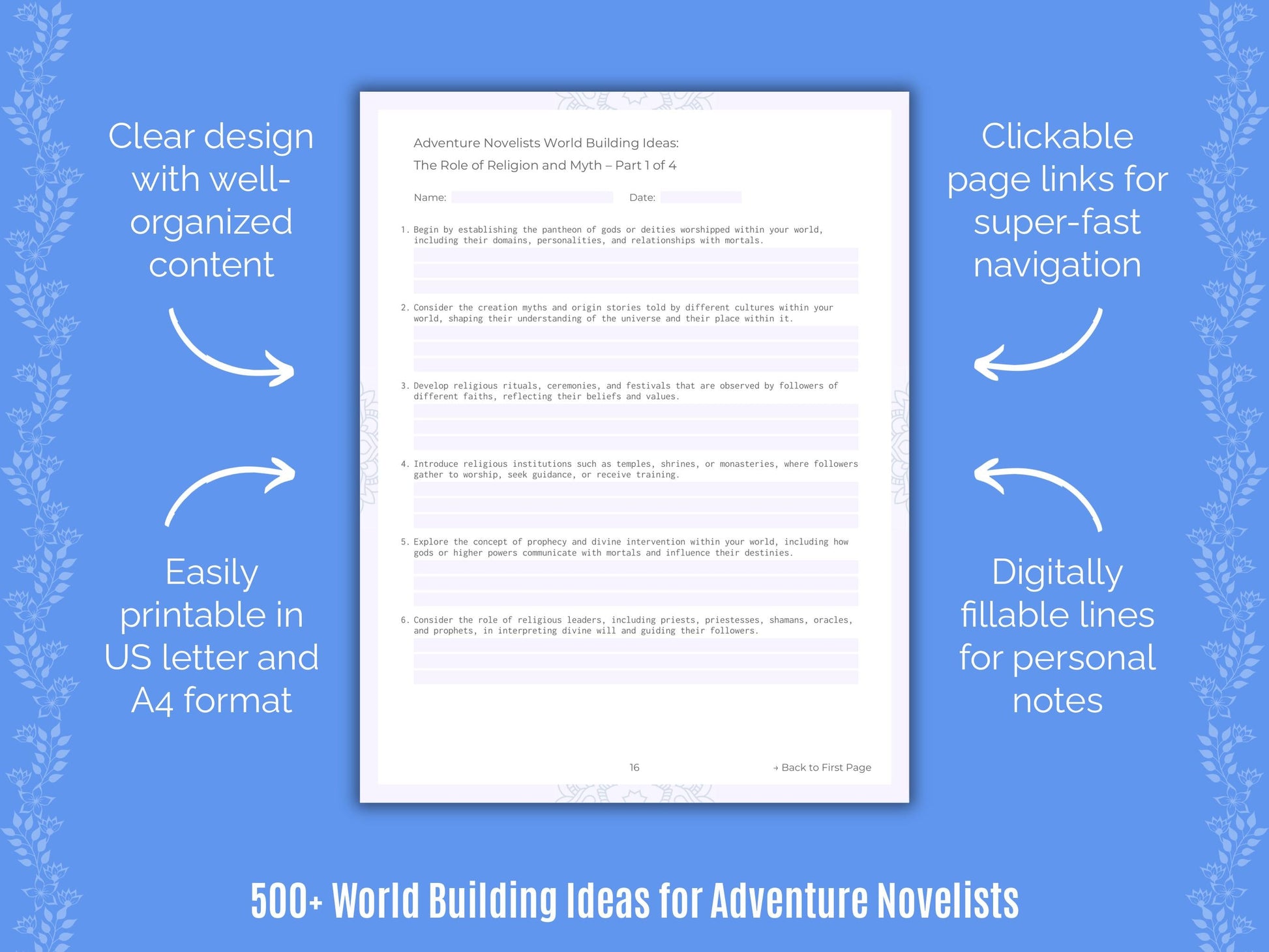 Adventure Novelists Writing Templates