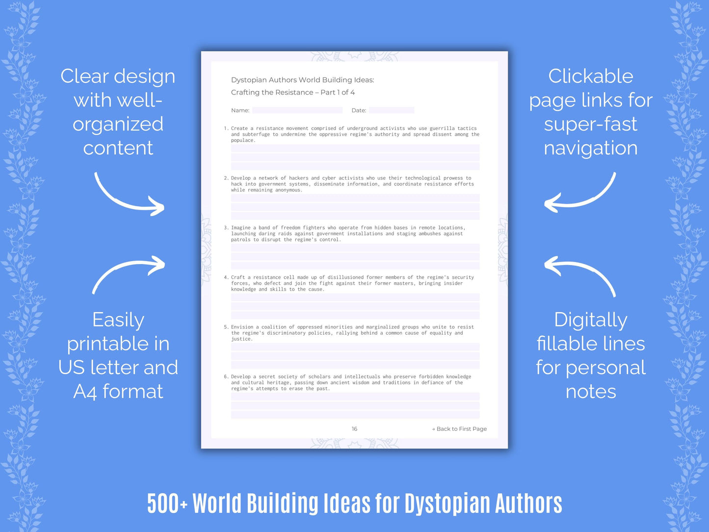 Dystopian Authors Writing Templates