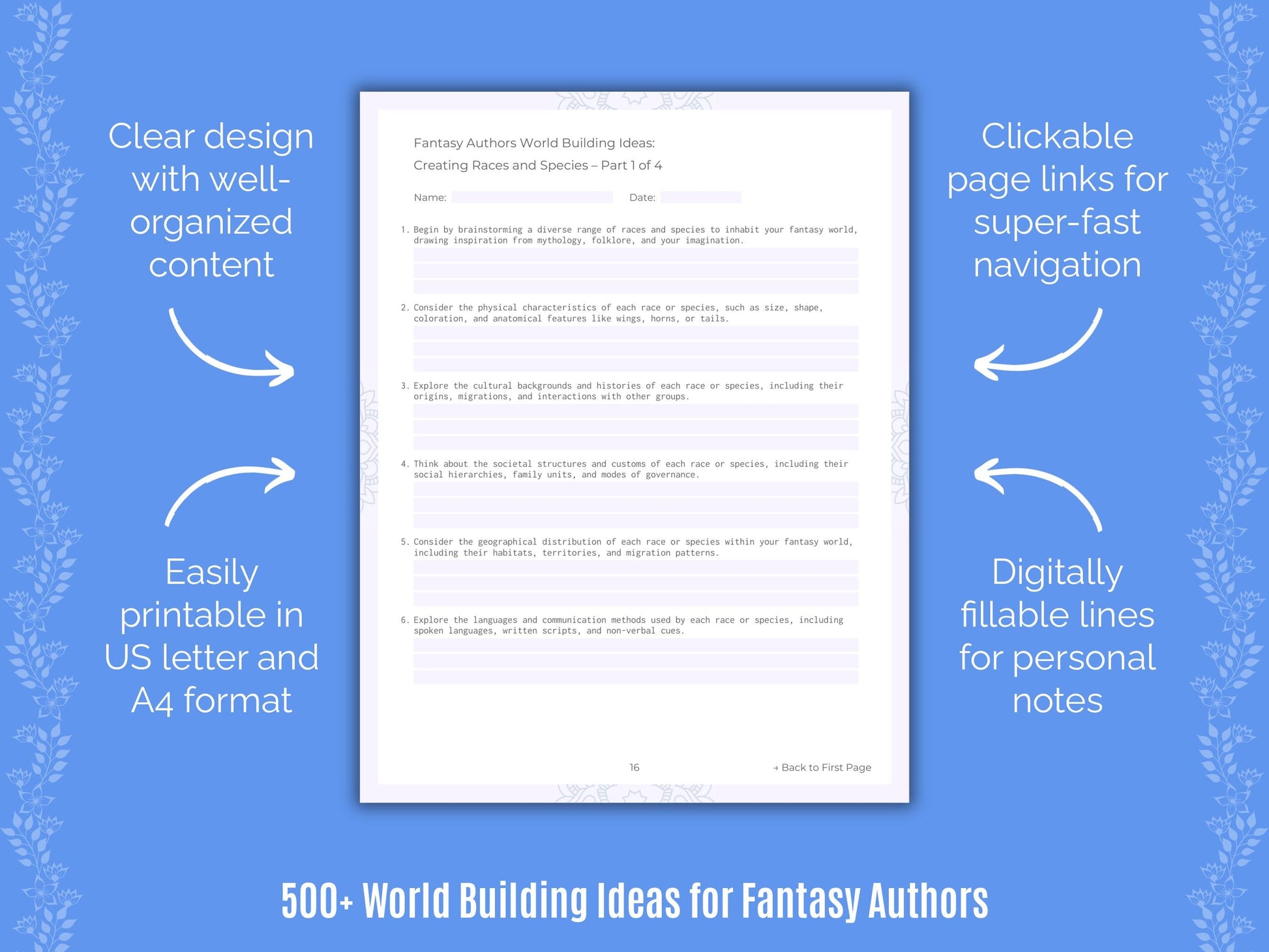 Fantasy Authors Writing Templates