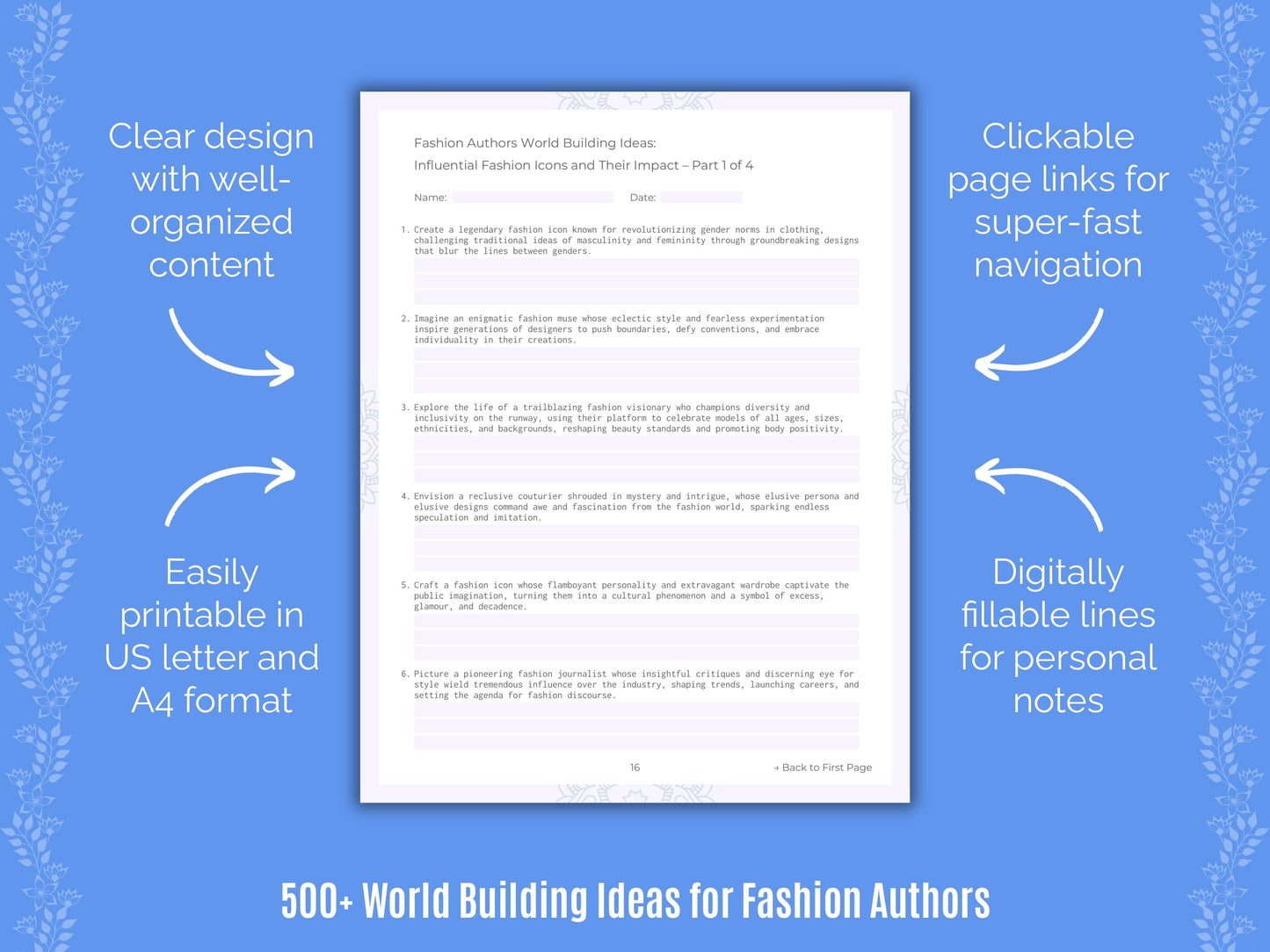 Fashion Authors Writing Templates